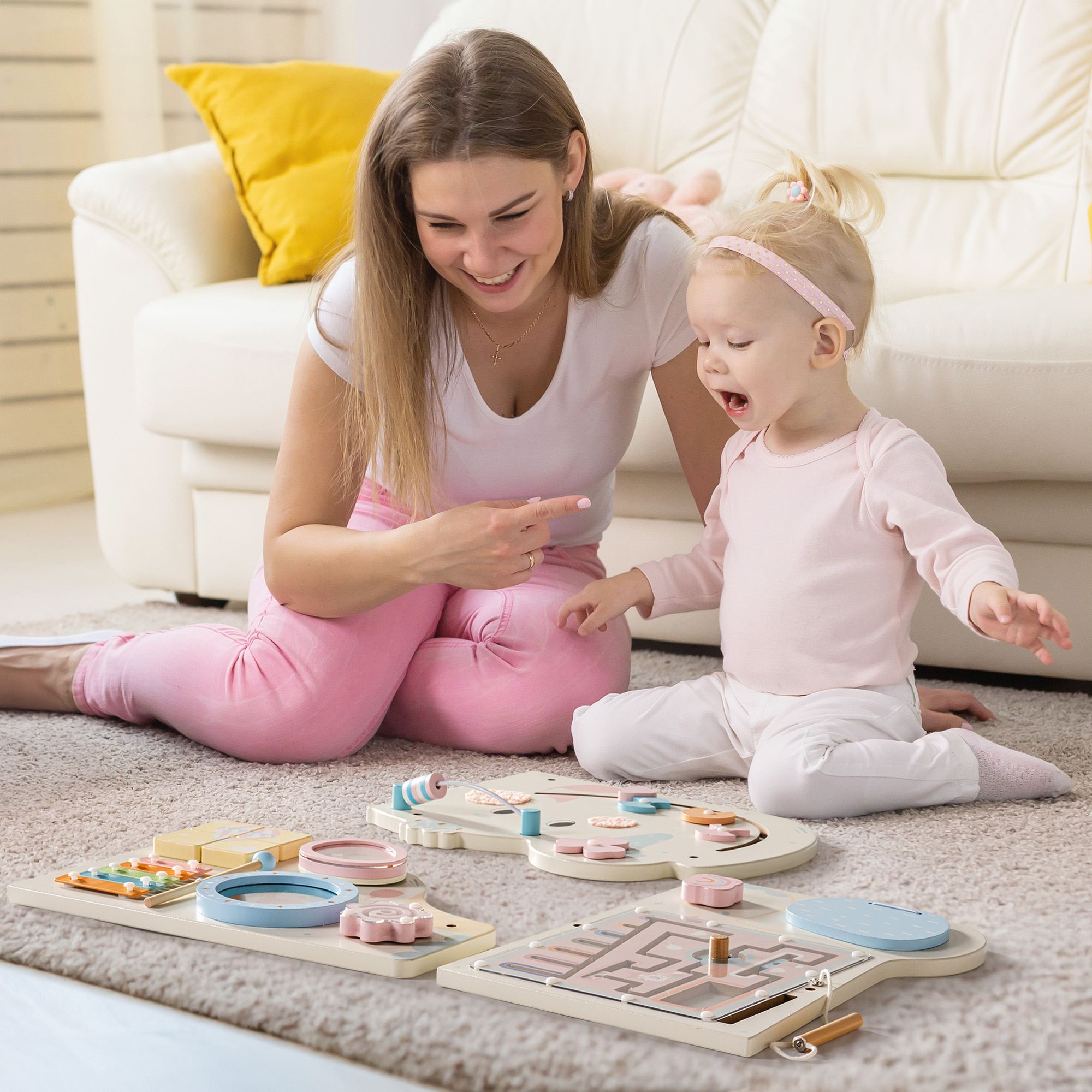 ROBUD Wooden Cream Elephant Busy Board