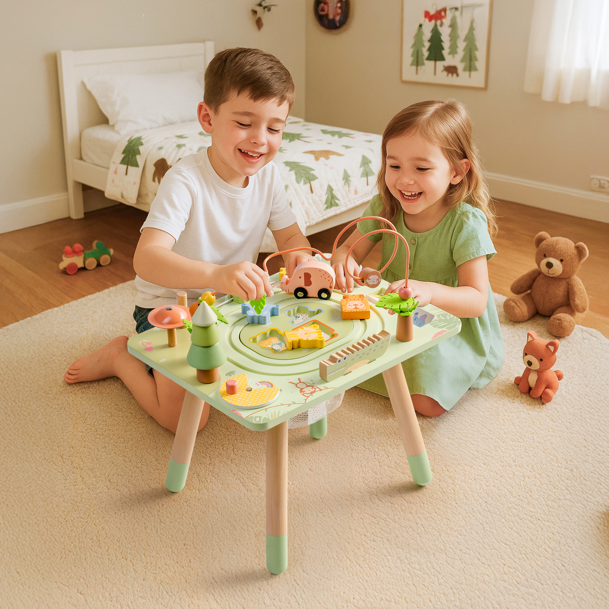 ROBUD 11 in 1 Wooden Rainforest Activity Table