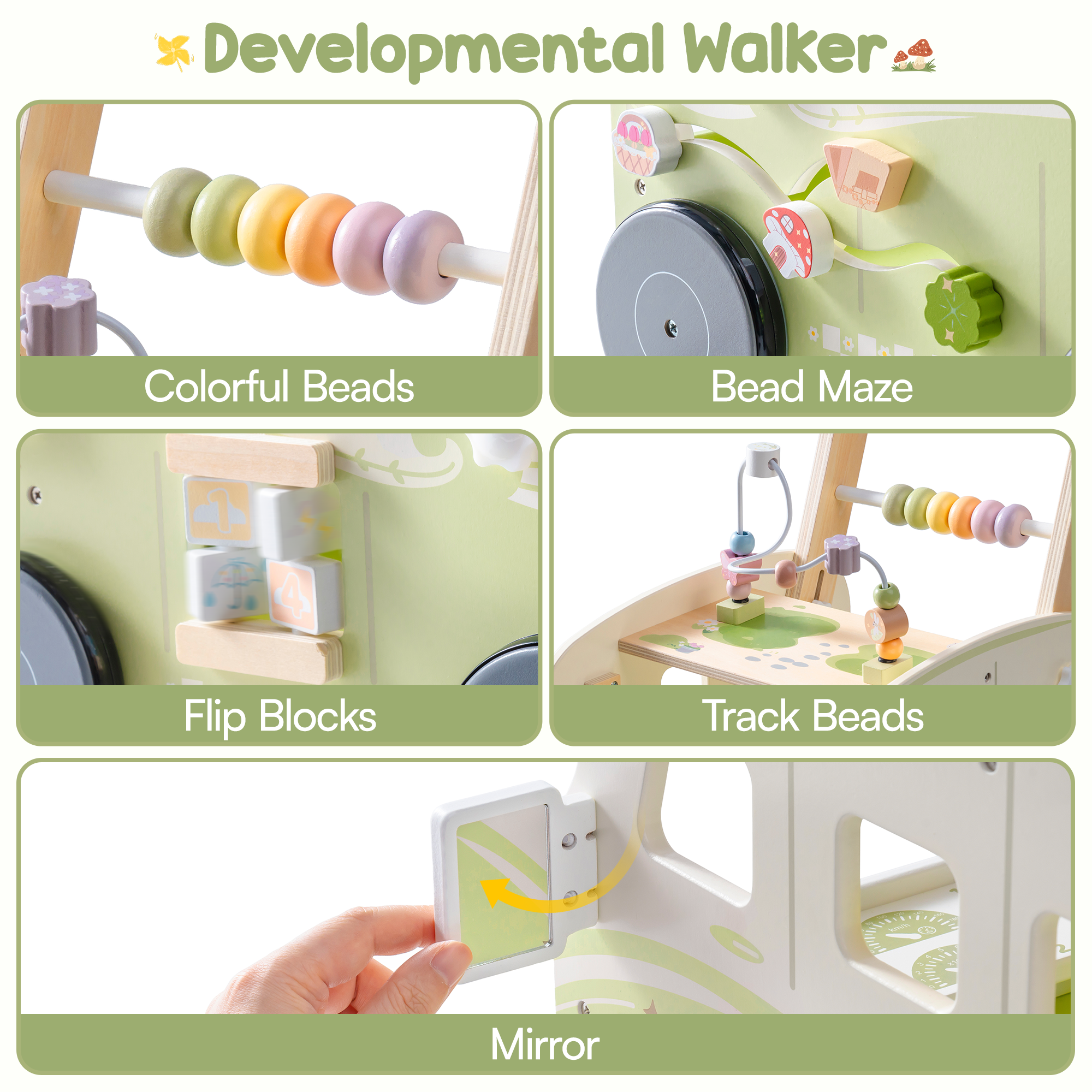 ROBUD Wooden Baby Push Walker - Vacaction Bus