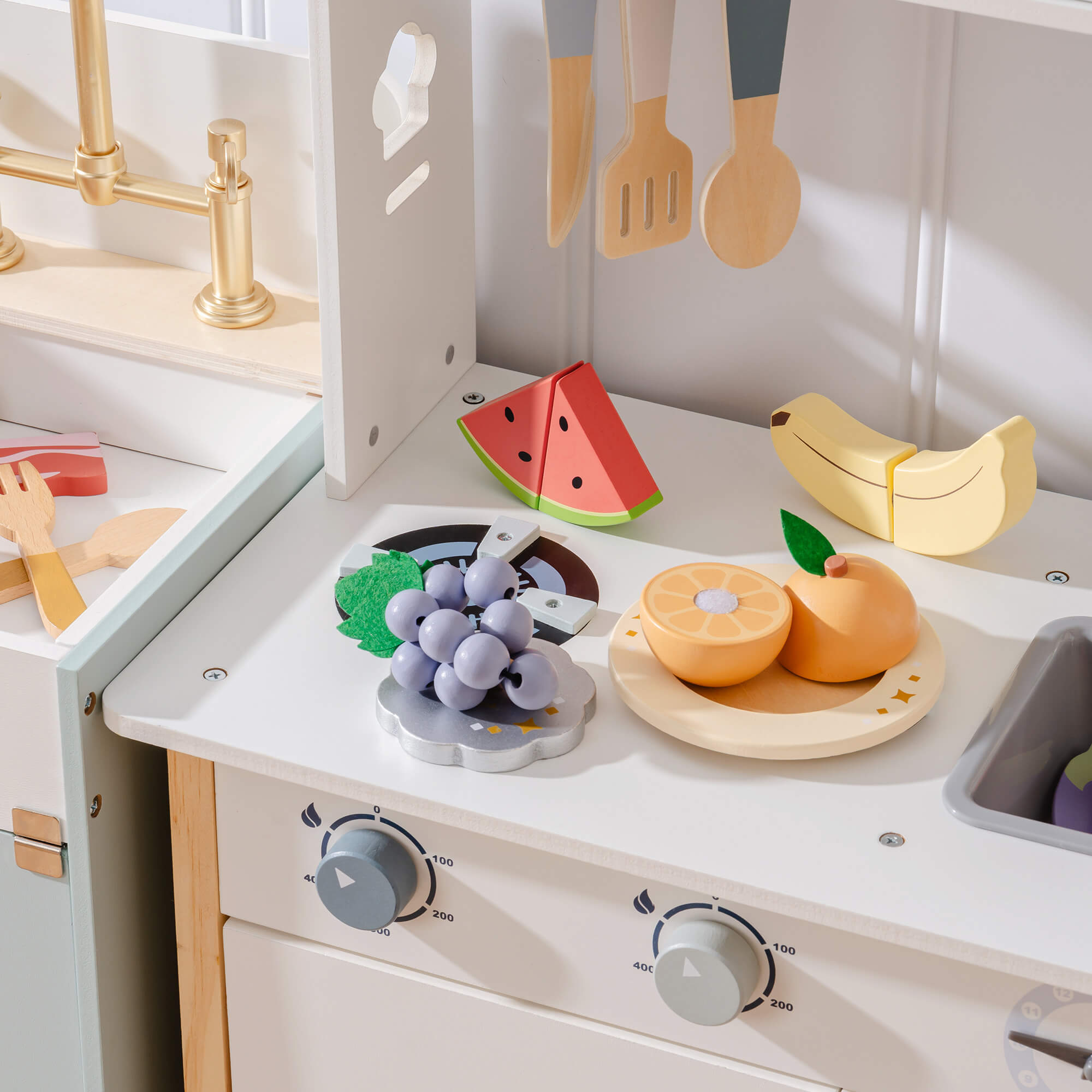 ROBUD Wooden Cutting Food Playset 4-in-1