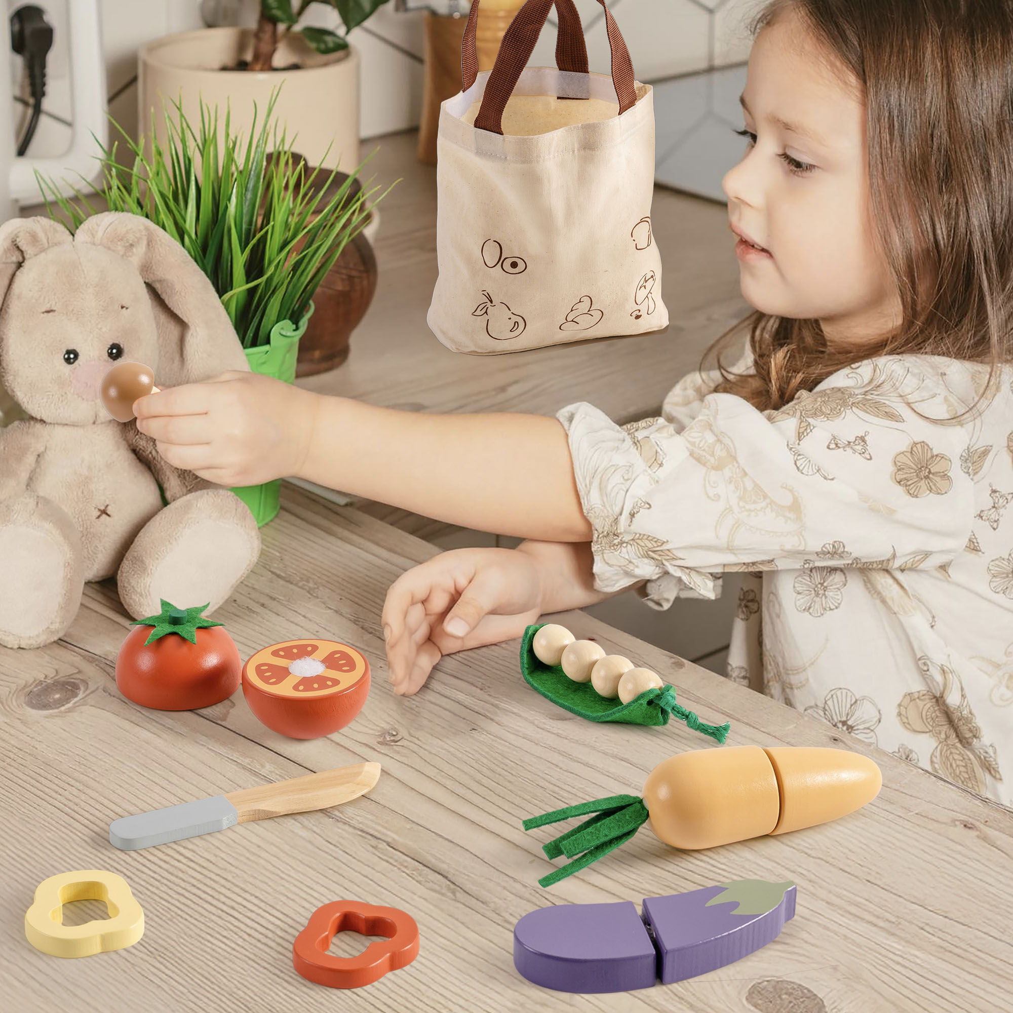 ROBUD Wooden Childs Play Food Set - Vegetables