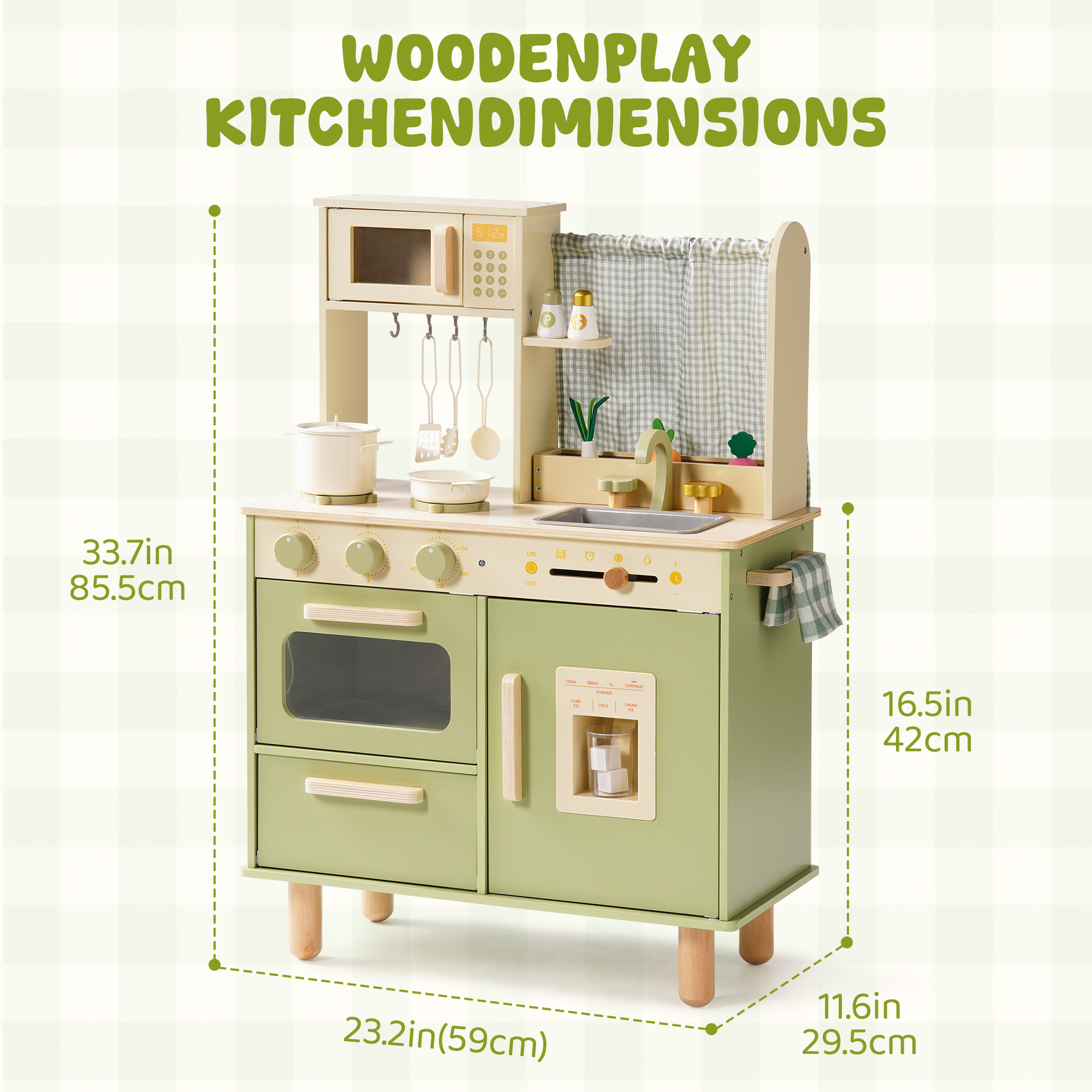 ROBUD Wooden Pretend Play Kitchen Set for Kids