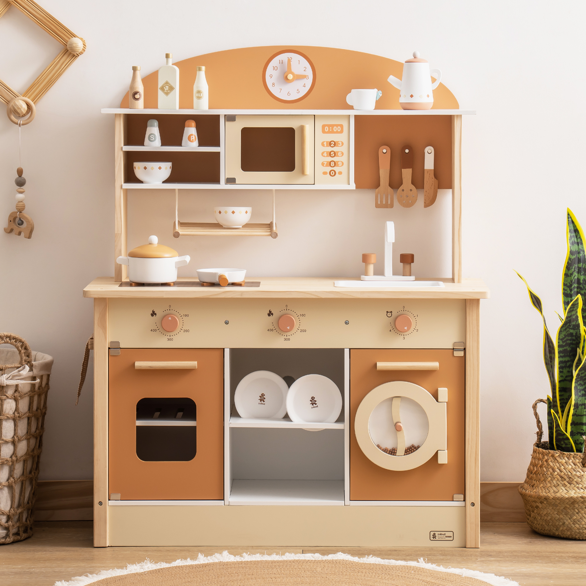 Robud Wooden Kids Kitchen PlaySet Series - Caramel