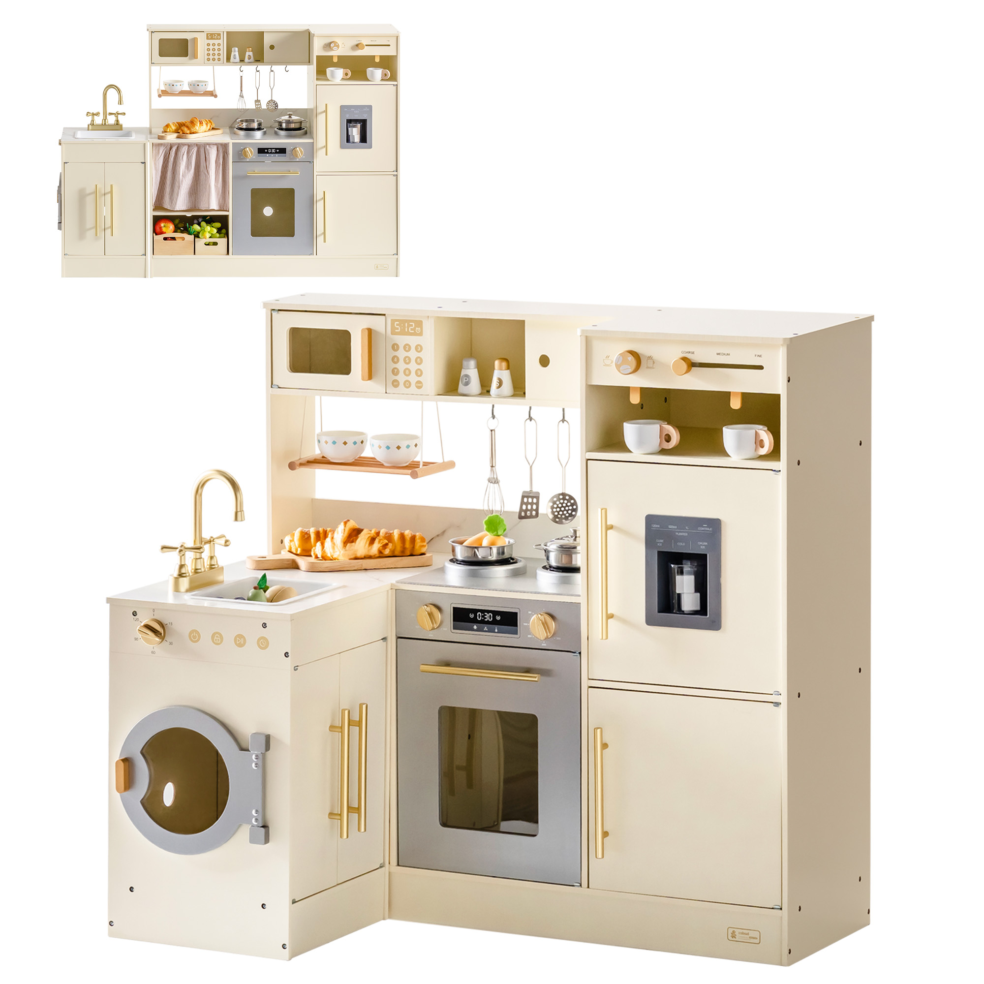 ROBUD  Pretend Corner Kitchen with All-in-One & Combination-Style