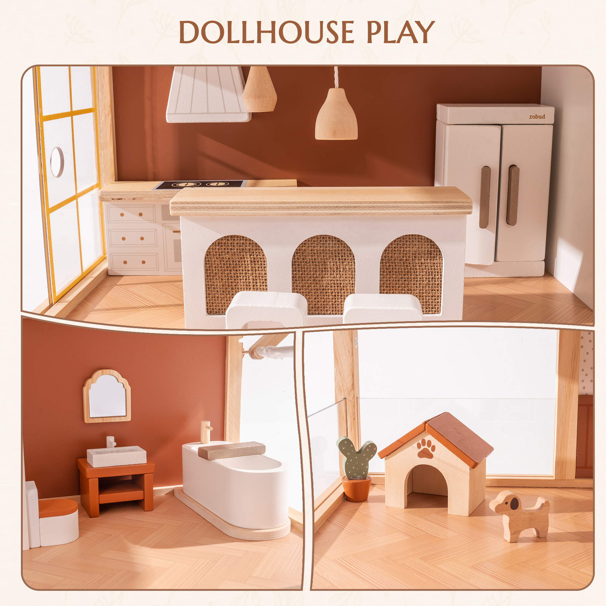ROBUD Wooden Dollhouse - Bohemian