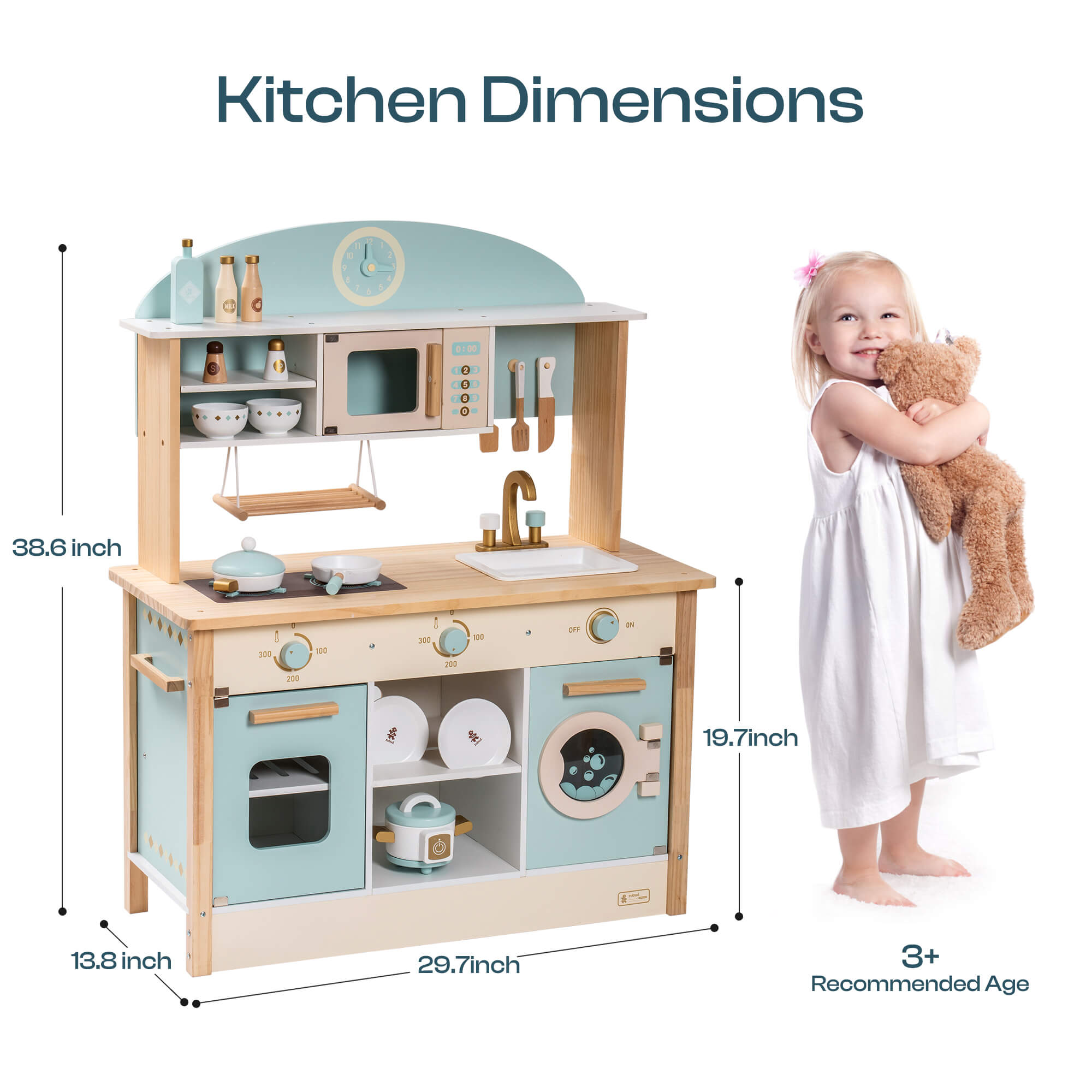 Robud Wooden Kids Kitchen PlaySet Seris - Green and Gold