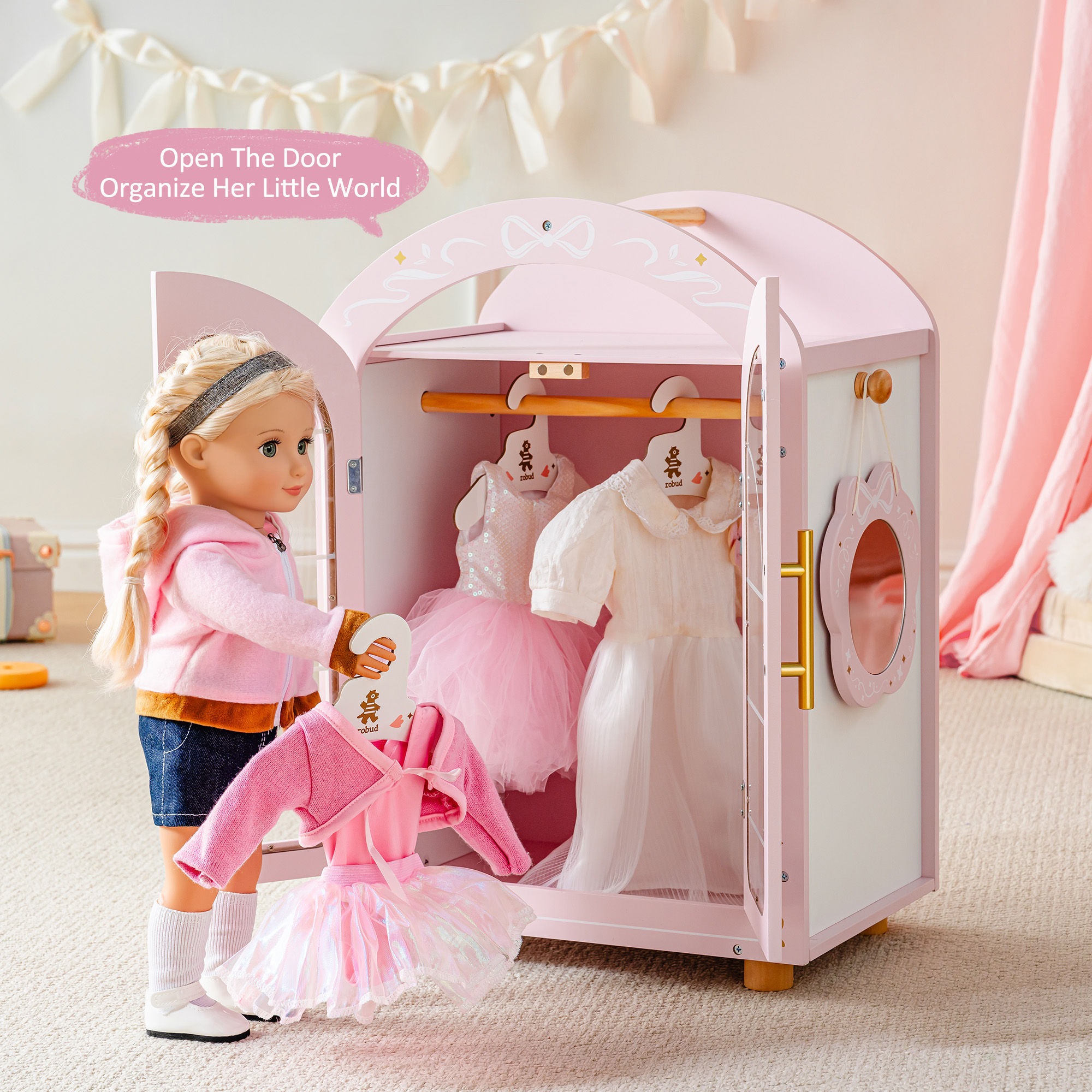 ROBUD Wooden Doll Furniture - Wardrobe