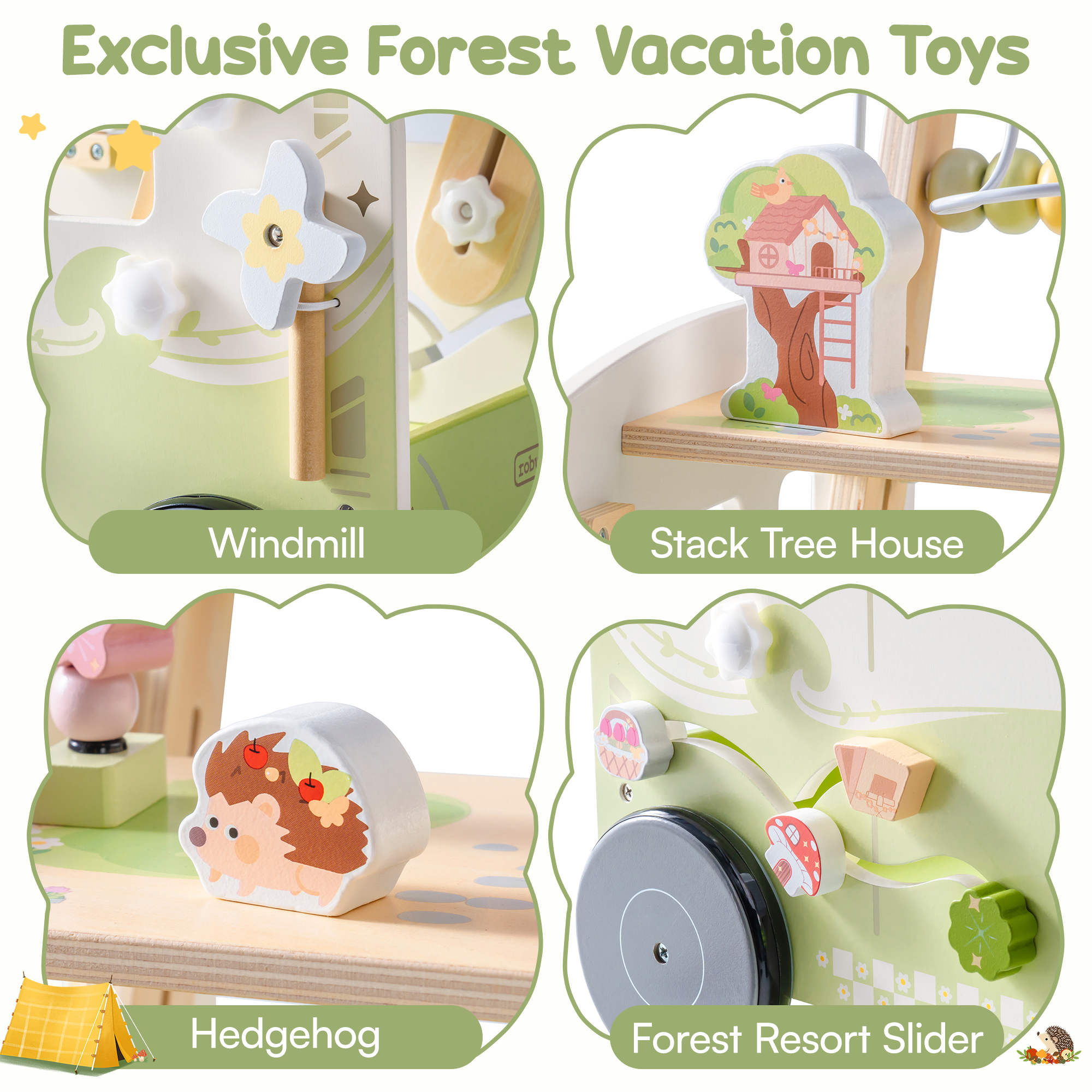 ROBUD Wooden Baby Push Walker - Vacaction Bus