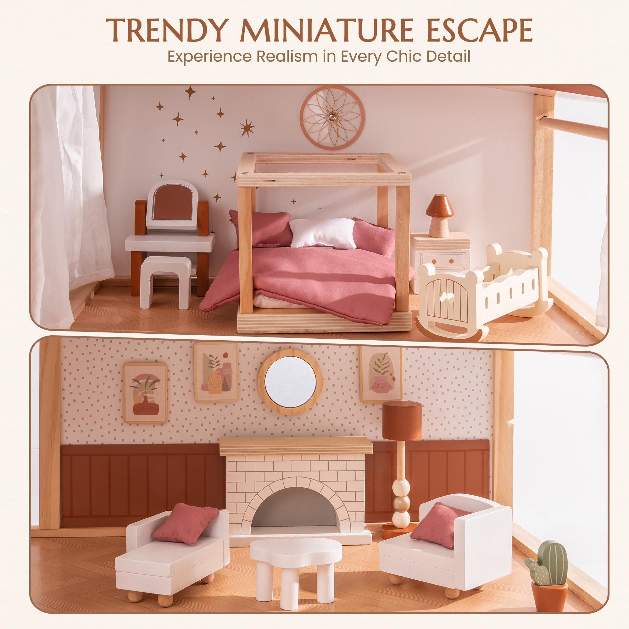 ROBUD Wooden Dollhouse - Bohemian