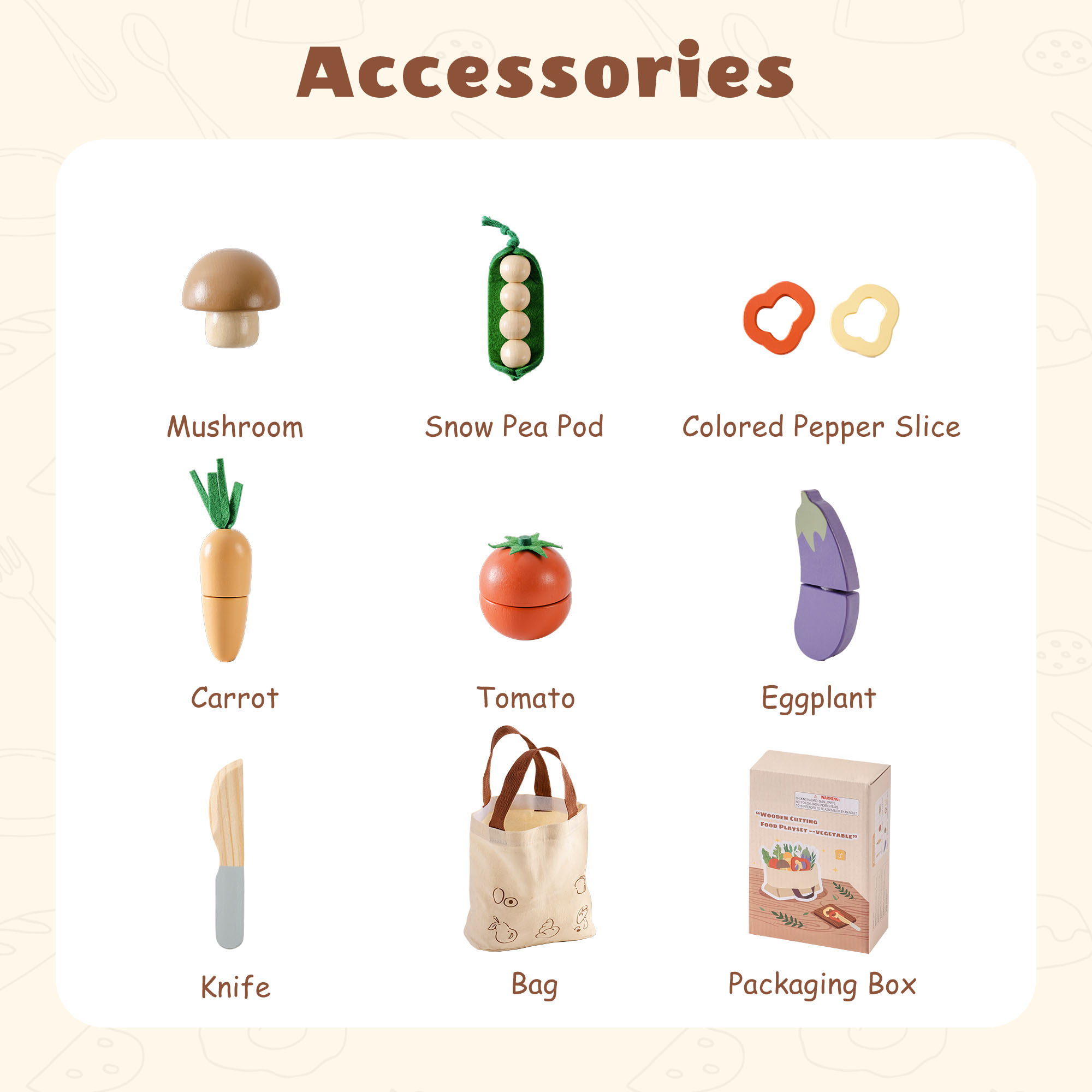 ROBUD Wooden Childs Play Food Set - Vegetables