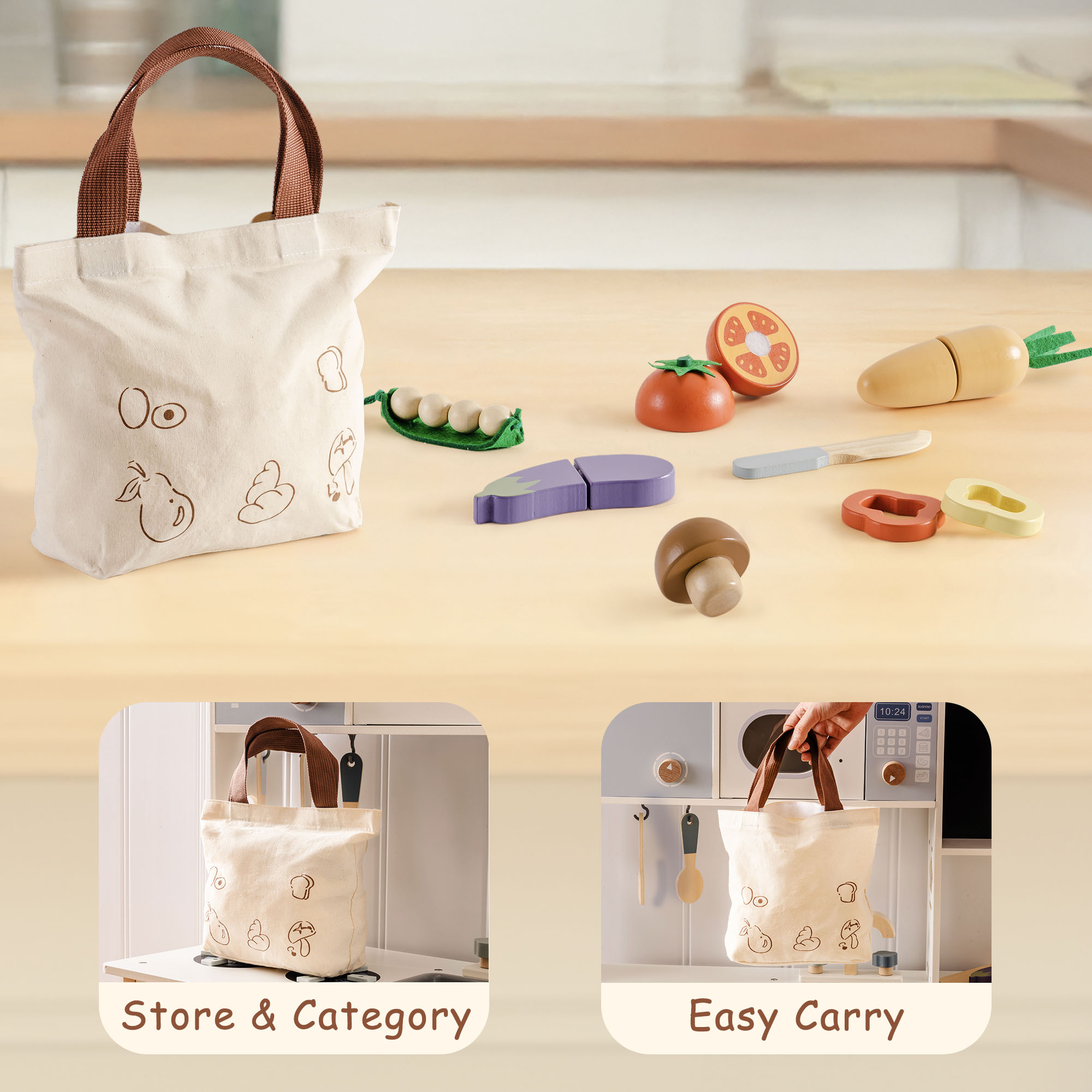 ROBUD Wooden Childs Play Food Set - Vegetables