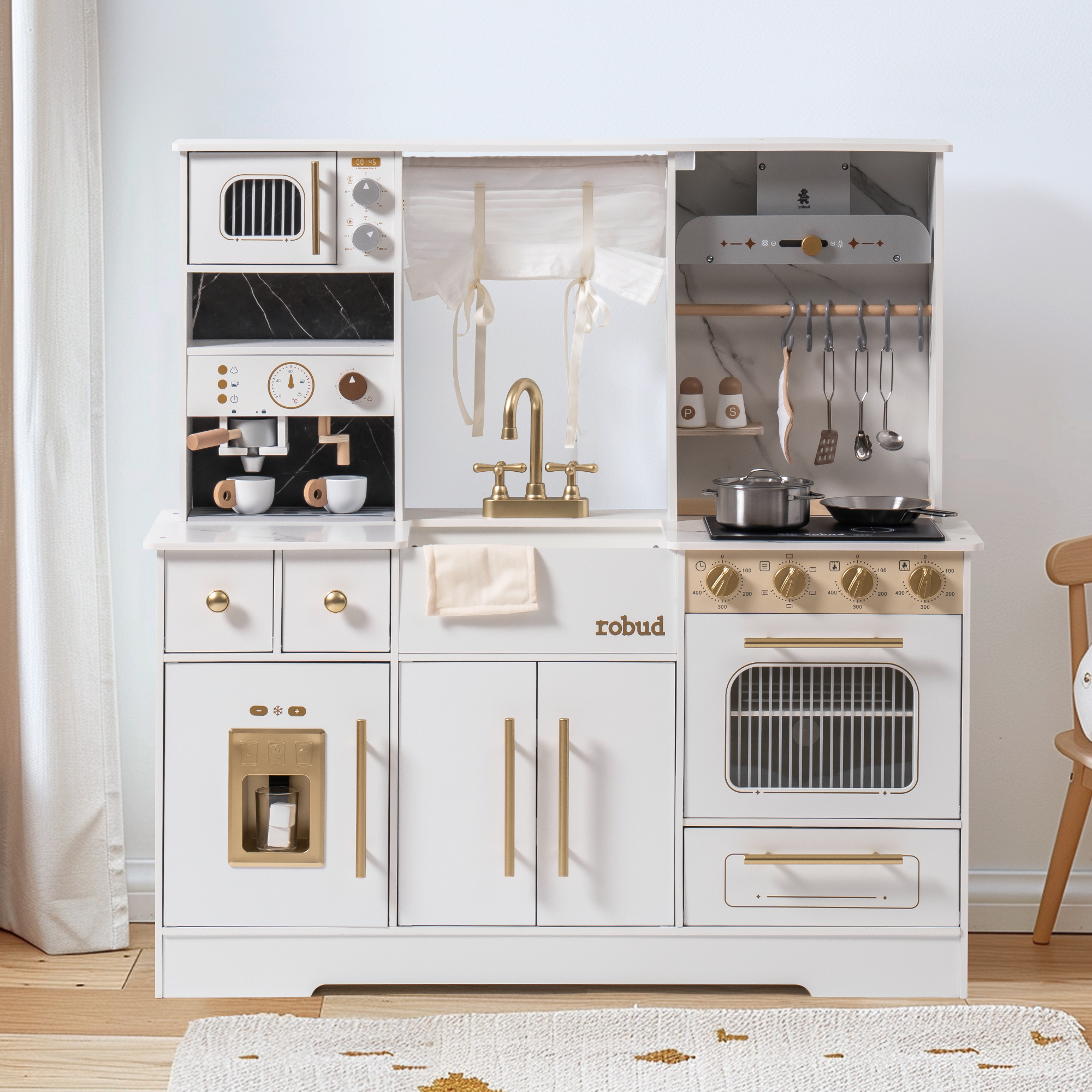 ROBUD Modern Play Kitchen for Kids - White