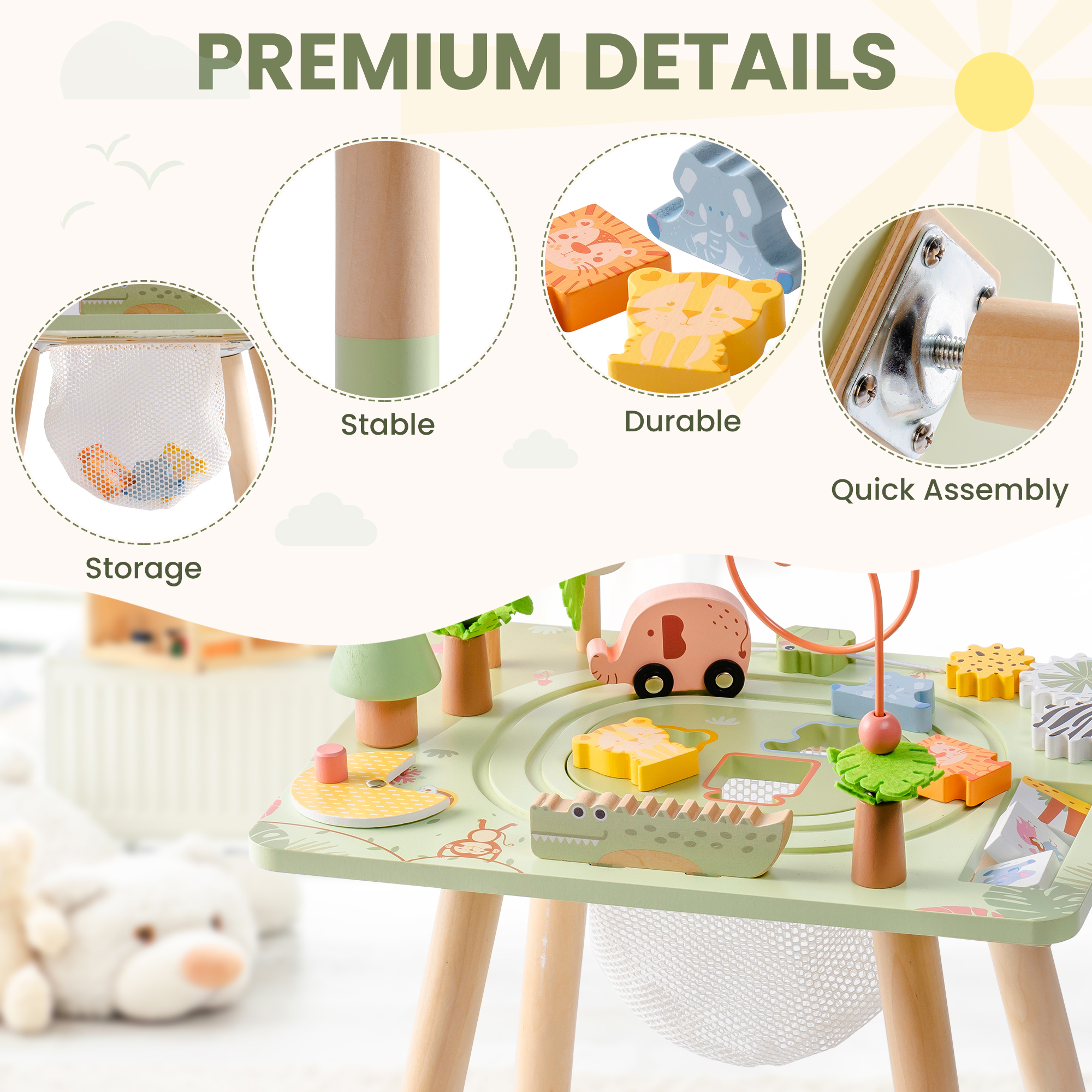 ROBUD 11 in 1 Wooden Rainforest Activity Table