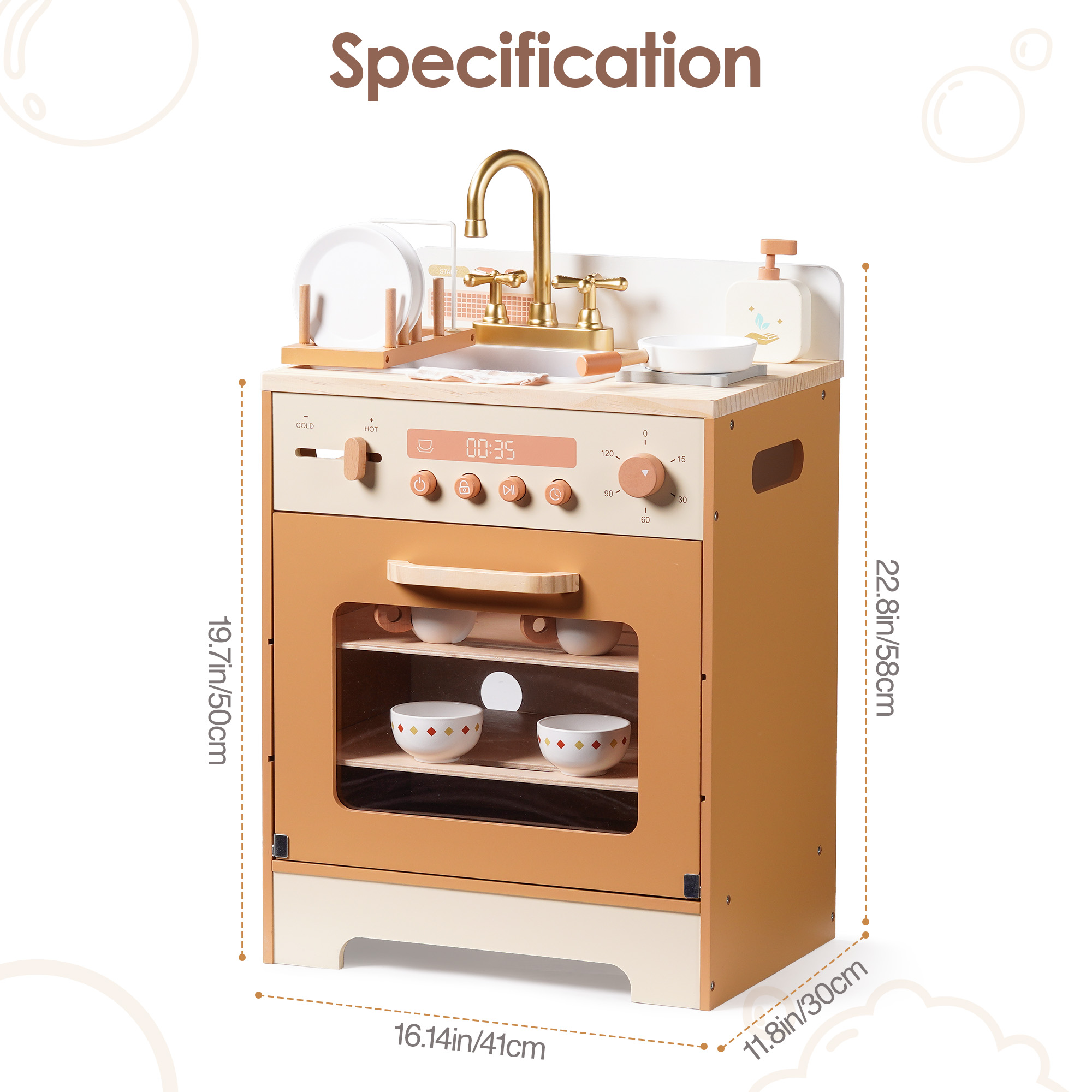 ROBUD Wooden Caramel Dishwasher