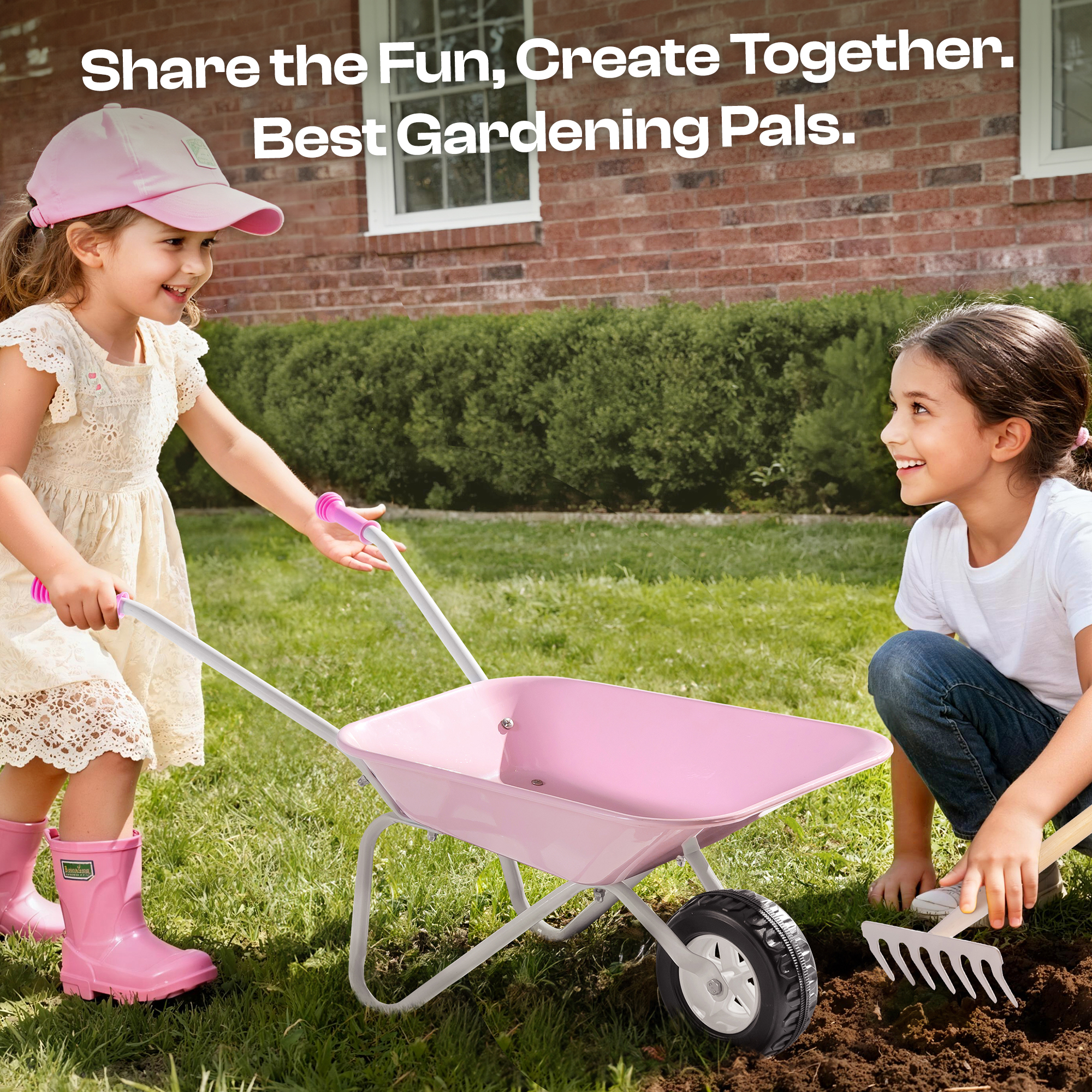 ROBUD Kids Wheelbarrow with Gardening Set