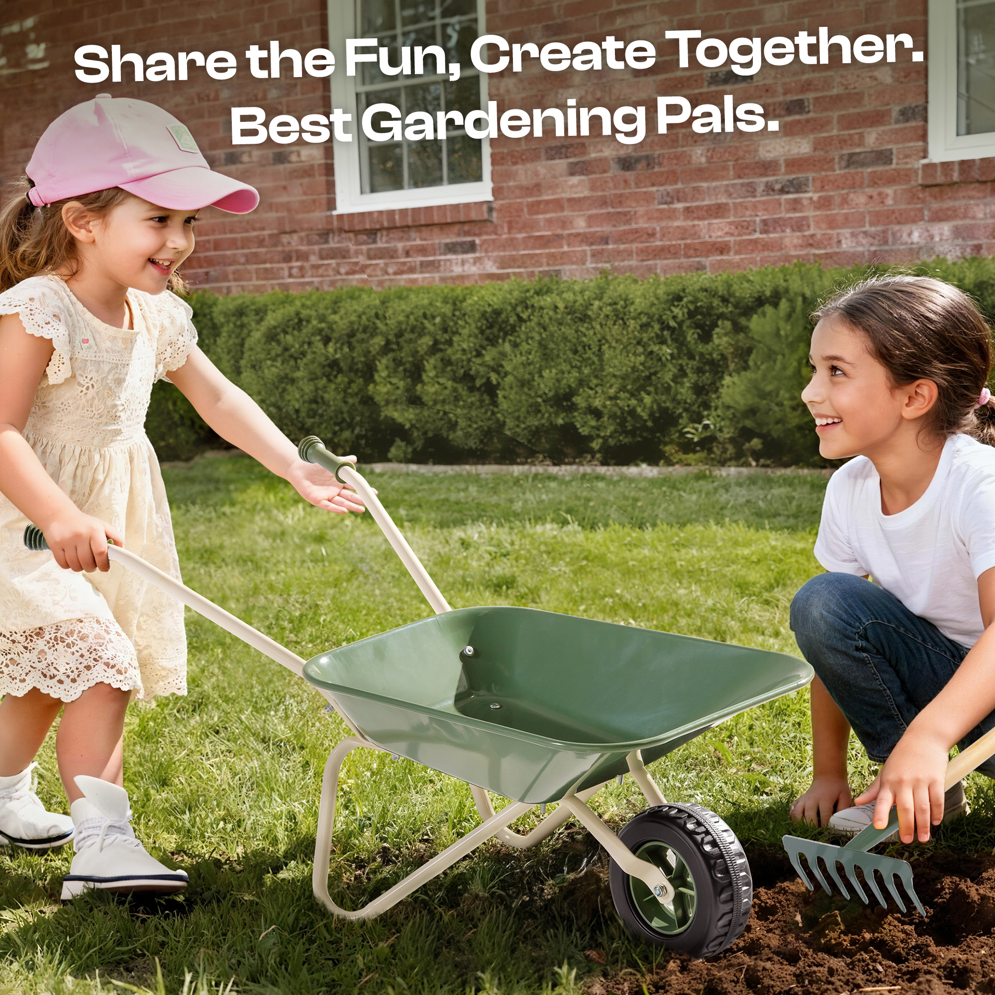 ROBUD Kids Wheelbarrow with Gardening Set