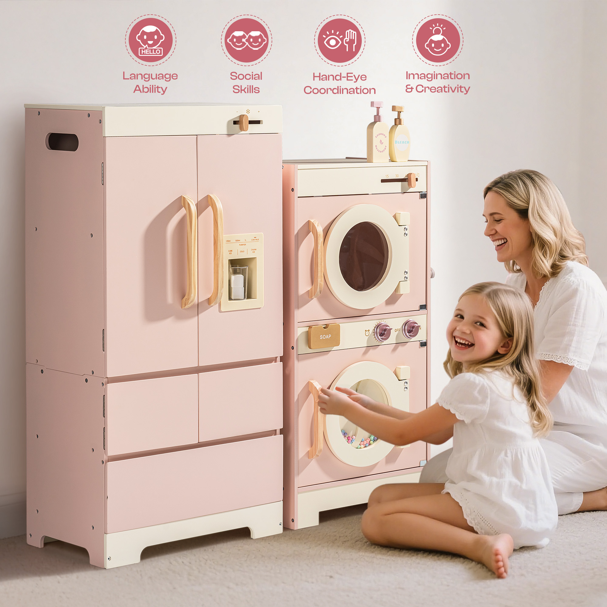 Robud Wooden Kids Kitchen PlaySet Seris -Pink