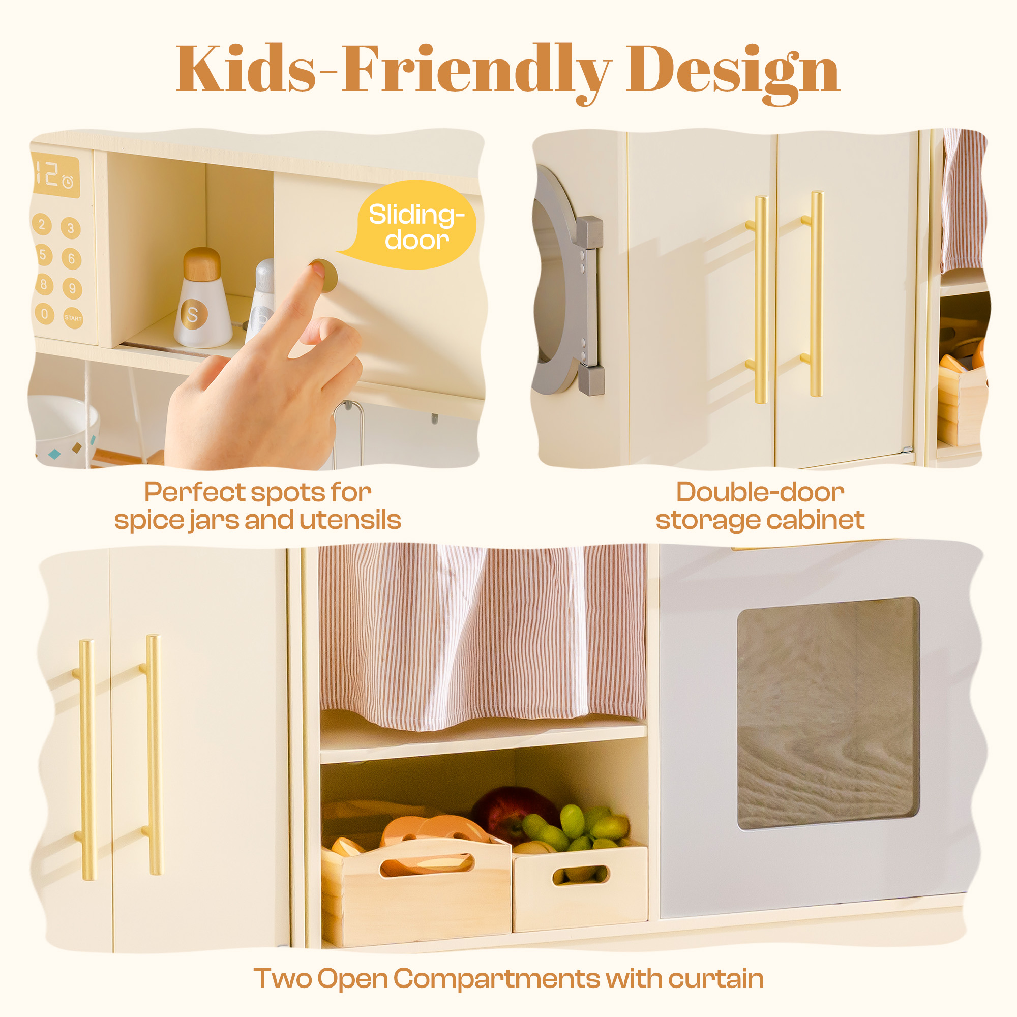 ROBUD  Pretend Corner Kitchen with All-in-One & Combination-Style