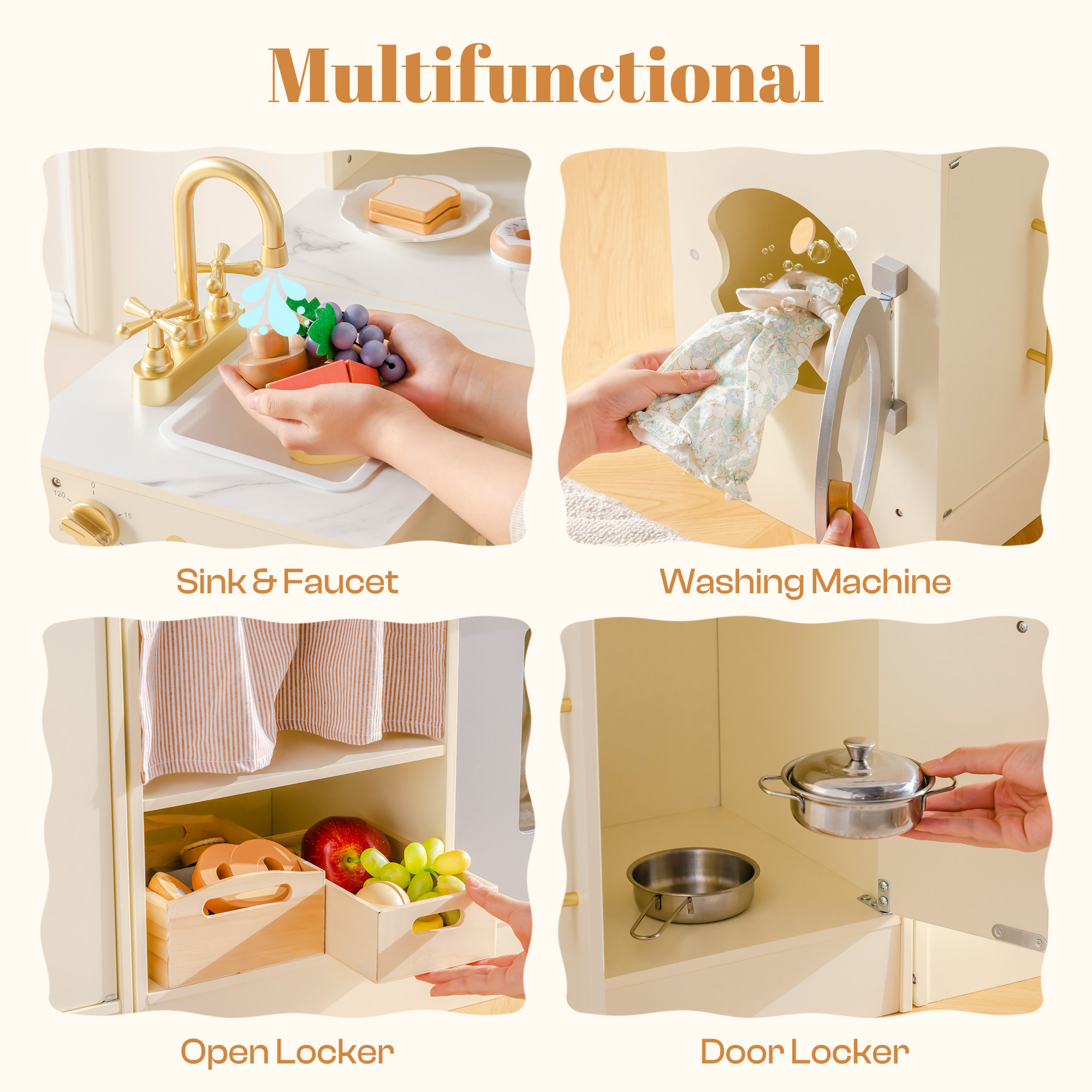 ROBUD  Pretend Corner Kitchen with All-in-One & Combination-Style