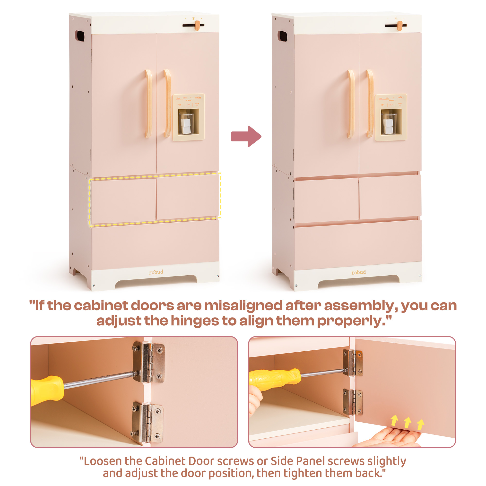 ROBUD Wooden Pink Refrigerator