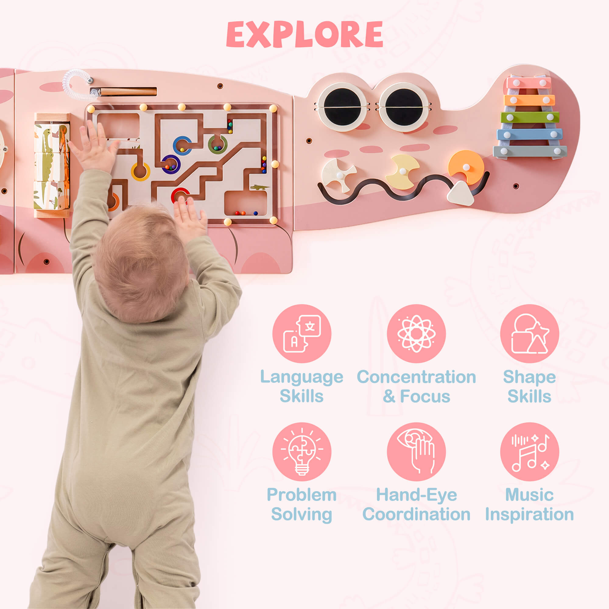 ROBUD Wooden Wall-Mounted Busy Board
