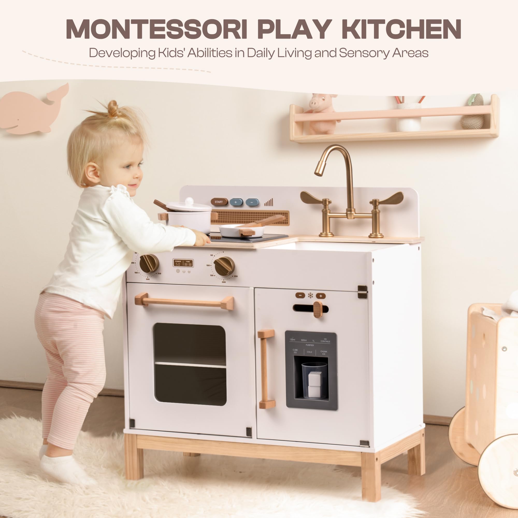 ROBUD Wooden Kids Play Kitchen - Montessori