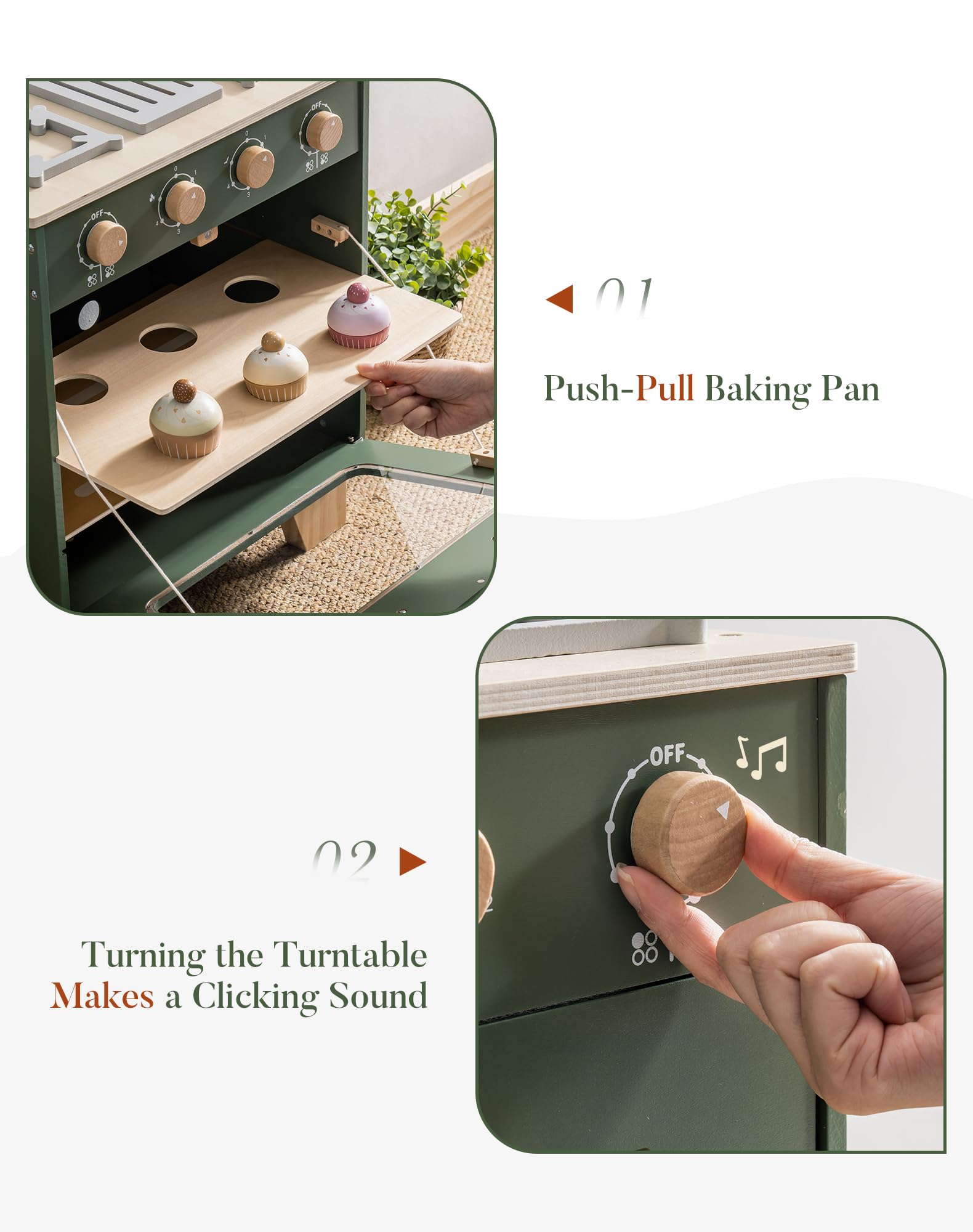 ROBUD Wooden Kids Kitchen Playset Series -  Vintage Green