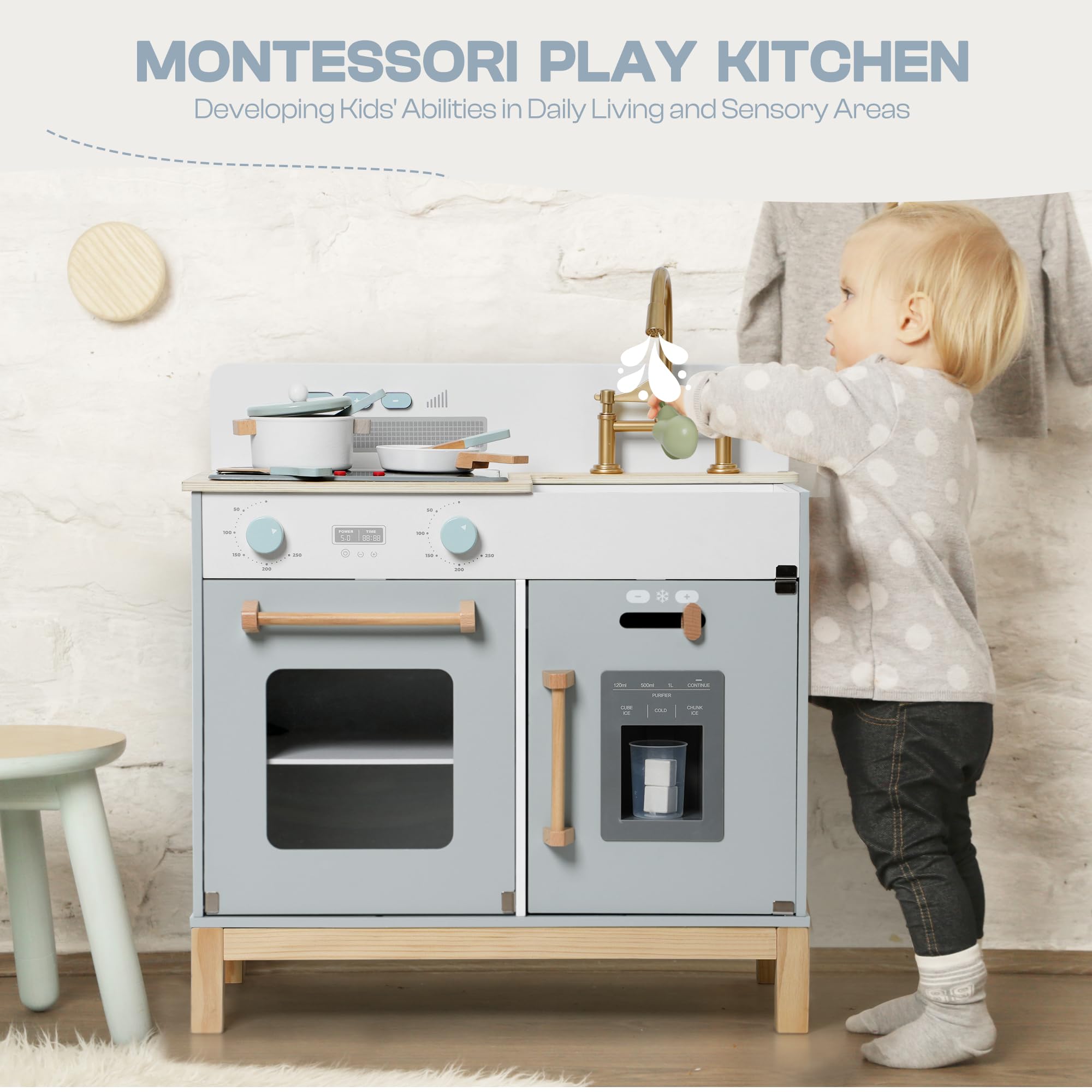 ROBUD Wooden Kids Play Kitchen - Montessori
