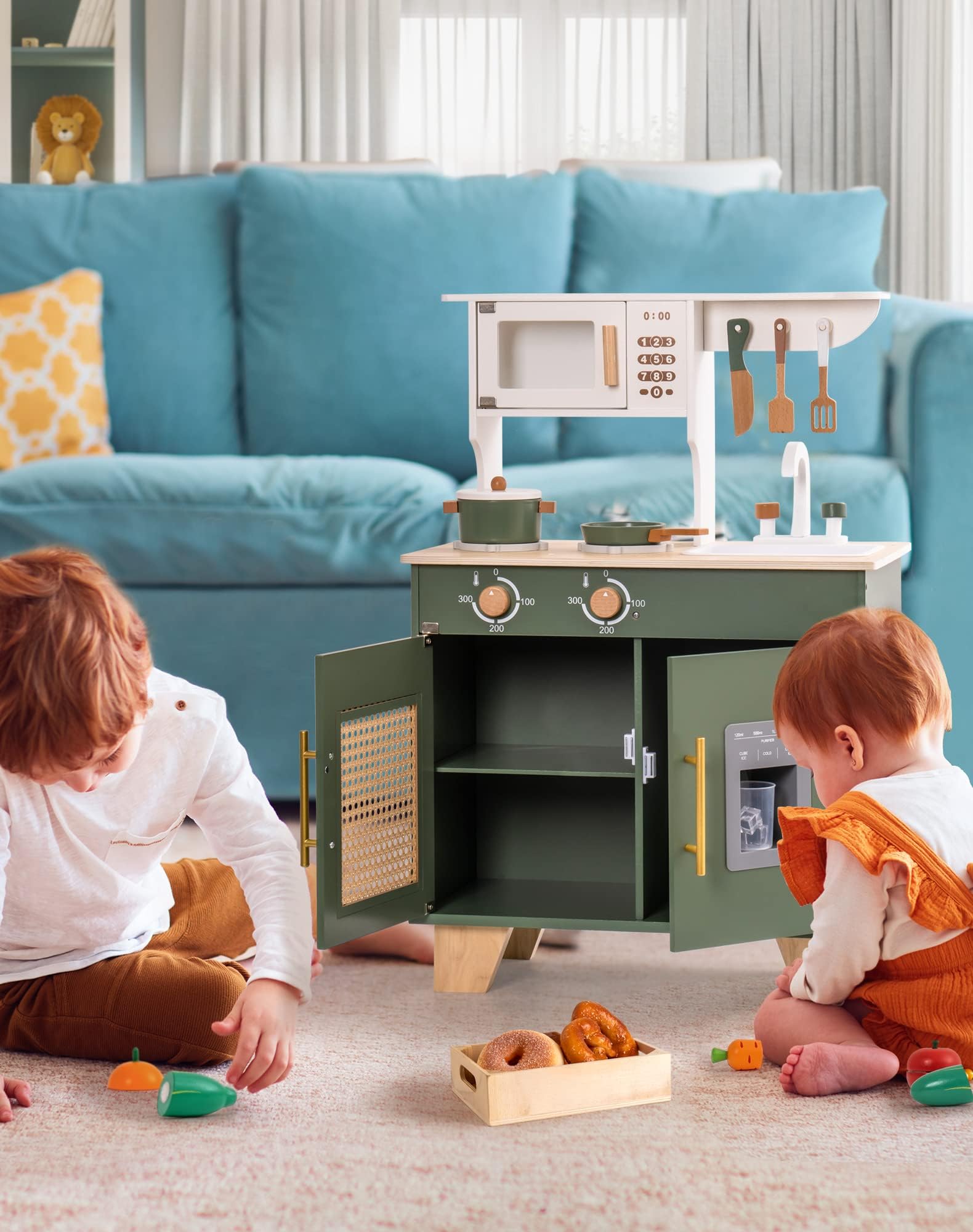 ROBUD Vintage Green Wooden Play Kitchen Series