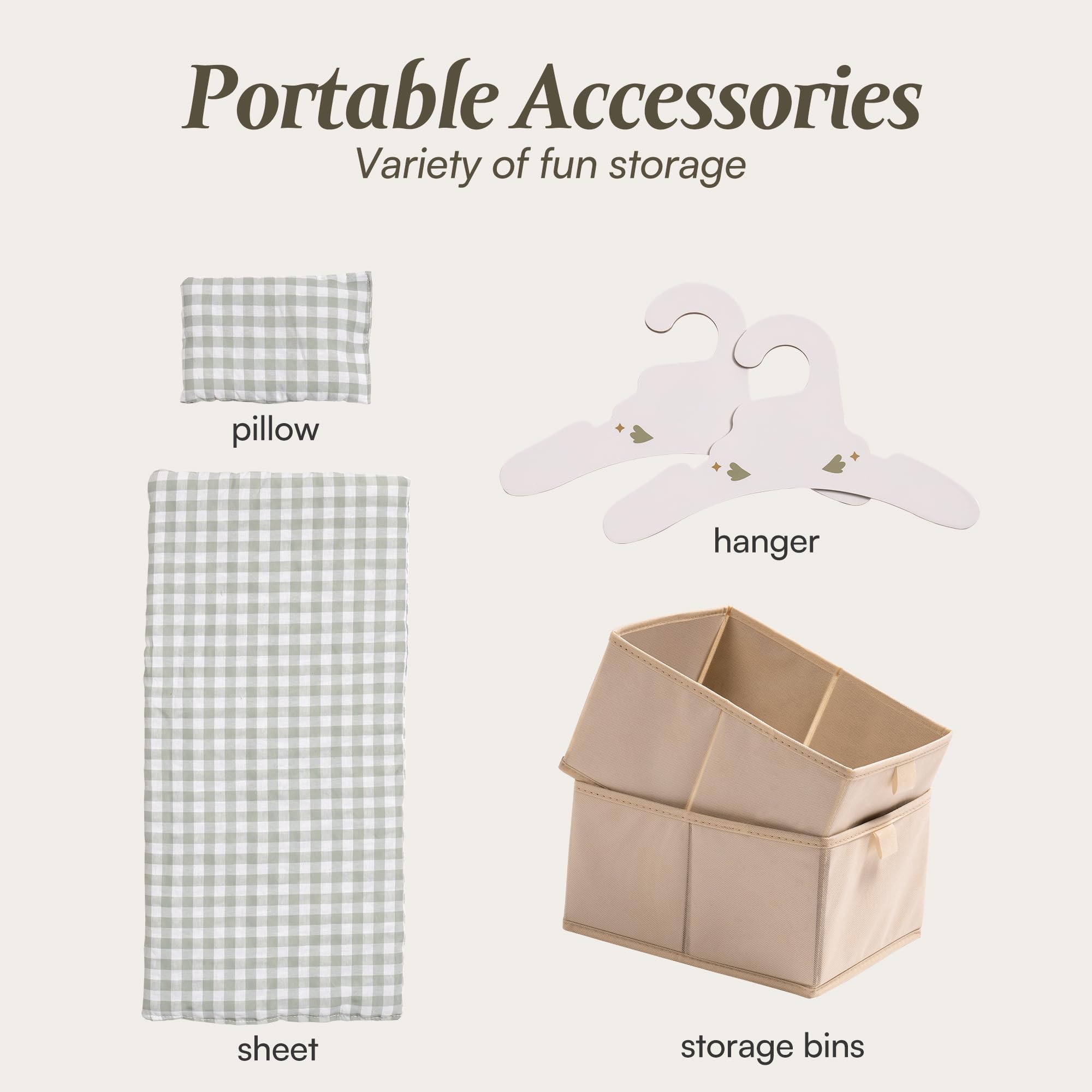 ROBUD Wooden Baby Doll Crib for Kids