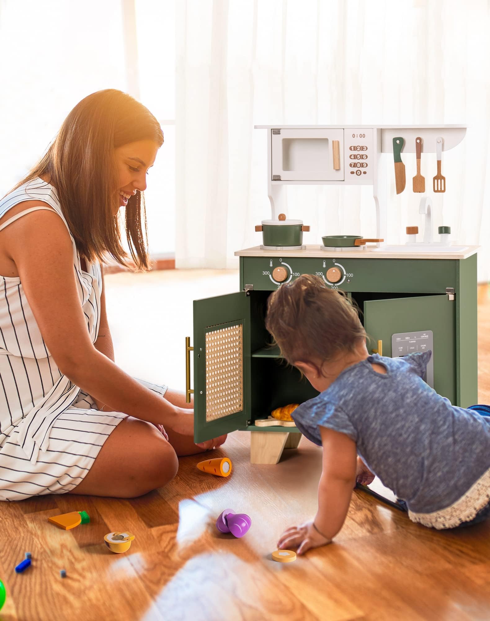 ROBUD Vintage Green Wooden Play Kitchen Series