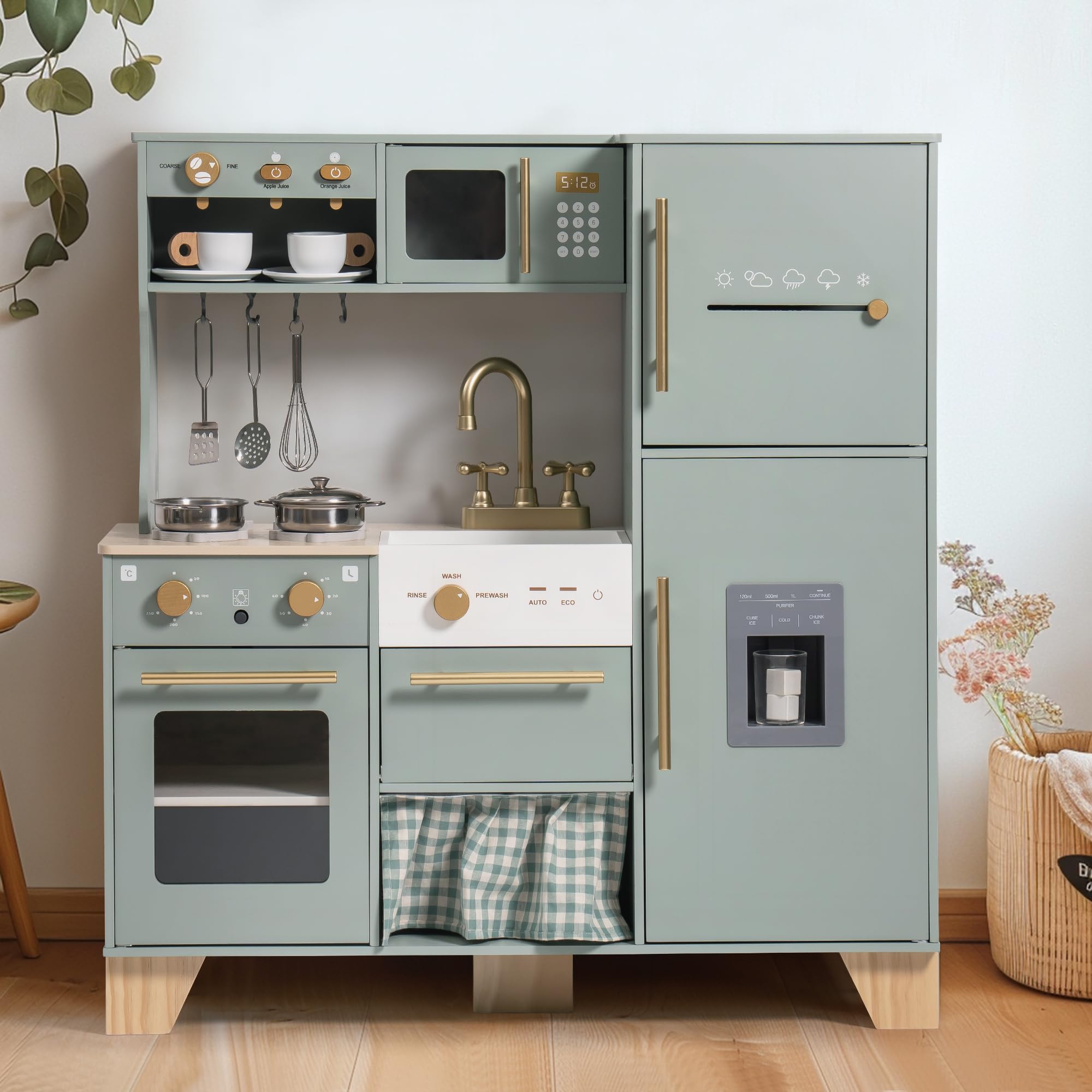 ROBUD Wooden Play Kitchen Set Bean Green