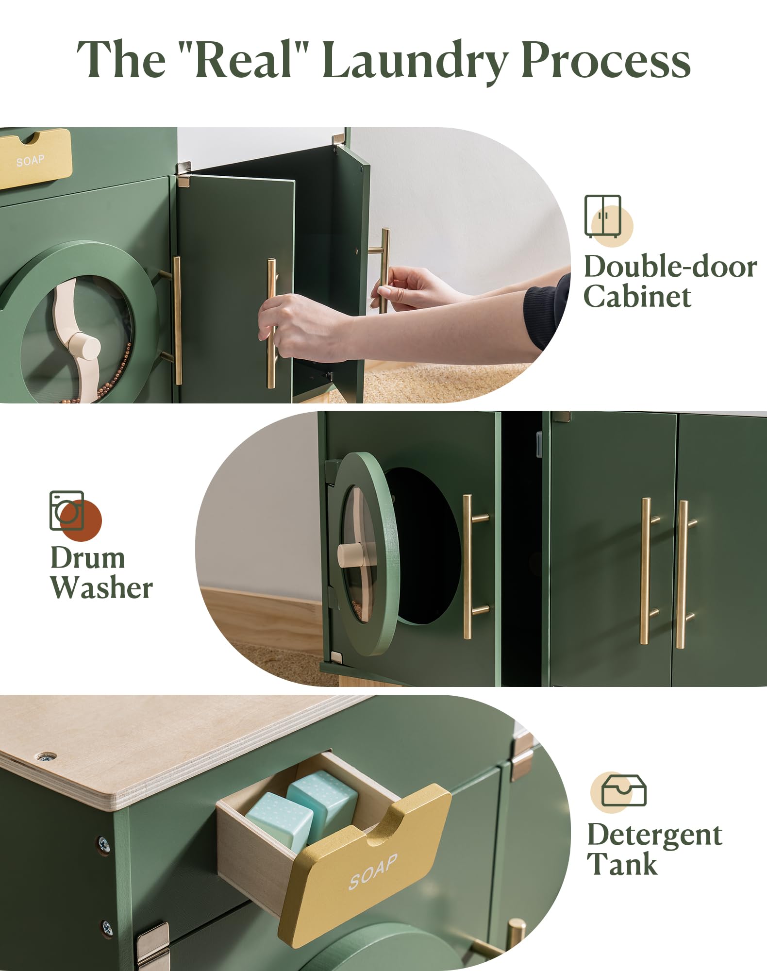 ROBUD Wooden Kids Kitchen Playset Series -  Vintage Green