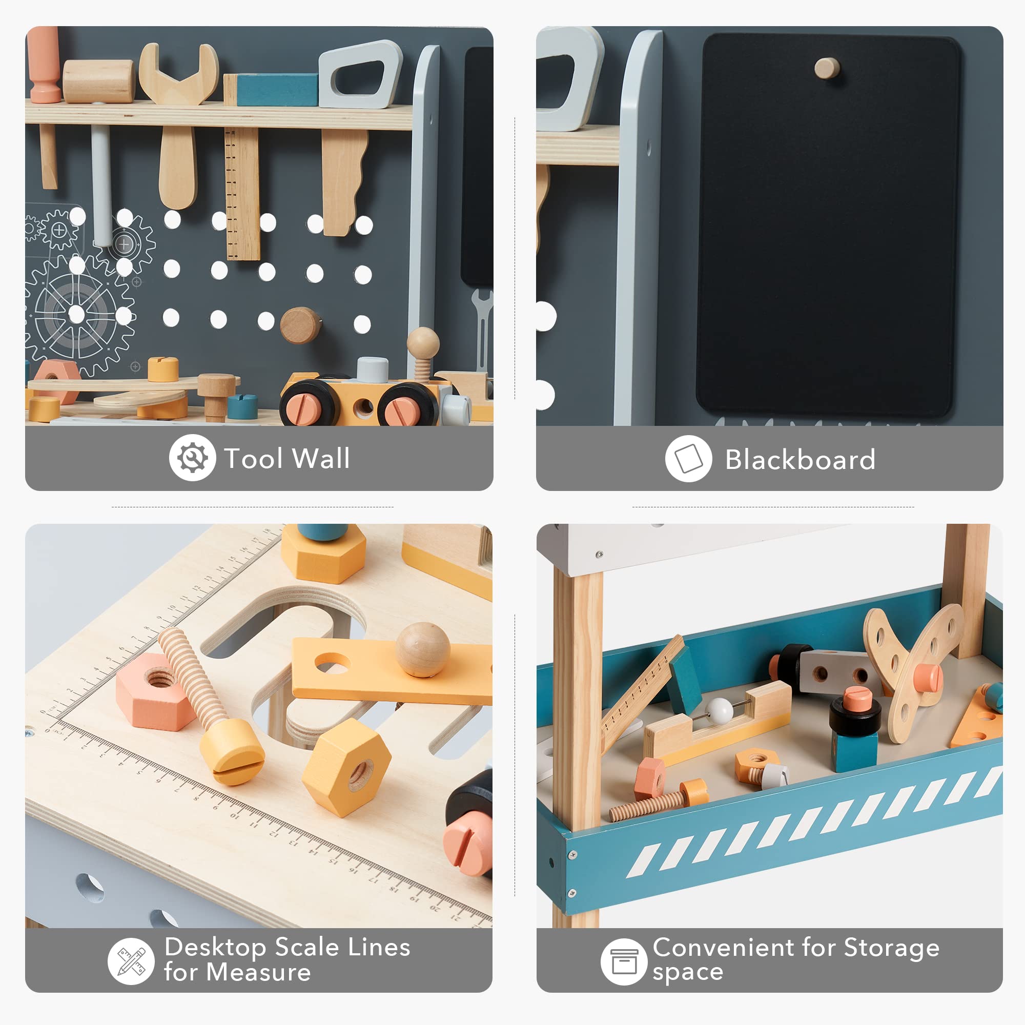 ROBUD Wooden Tool Workbench for Kids Toddlers