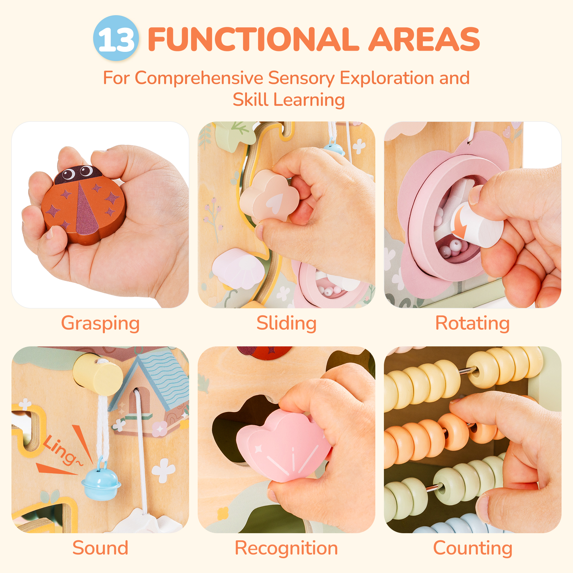 ROBUD Wooden 13 in 1 Activity Cube