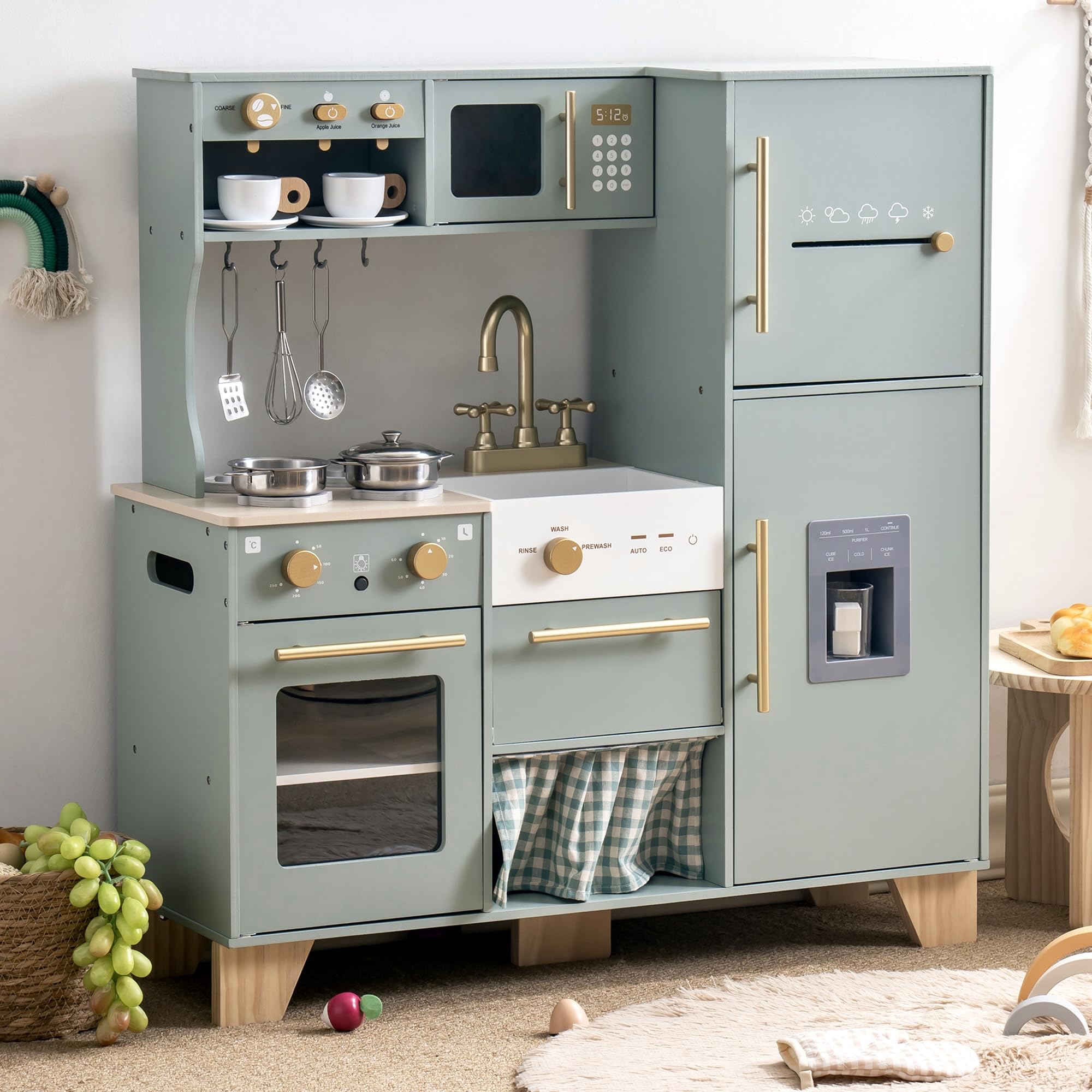 ROBUD Wooden Play Kitchen Set Bean Green