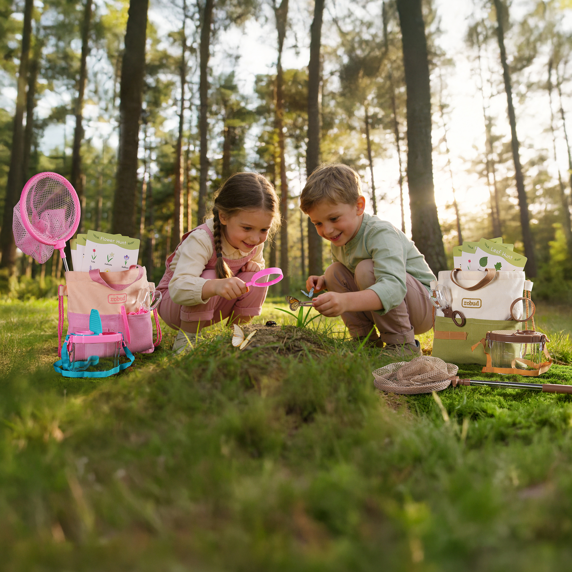 ROBUD Dual Kids Outdoor Explorer Kit - Pink & Green