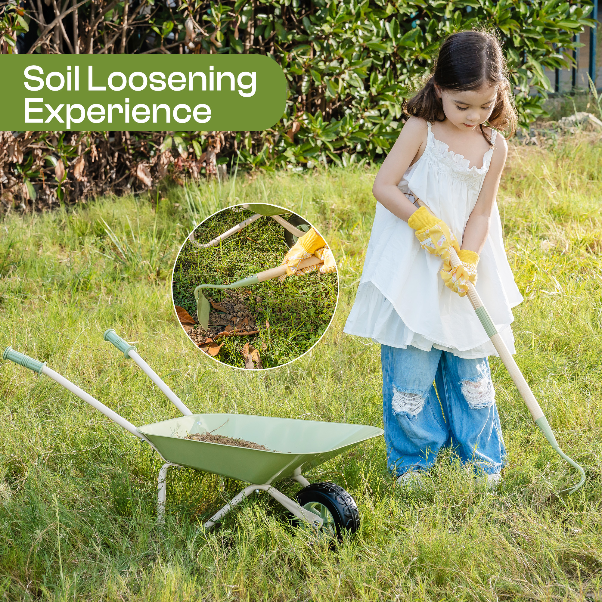 ROBUD Kids Wheelbarrow with Gardening Set