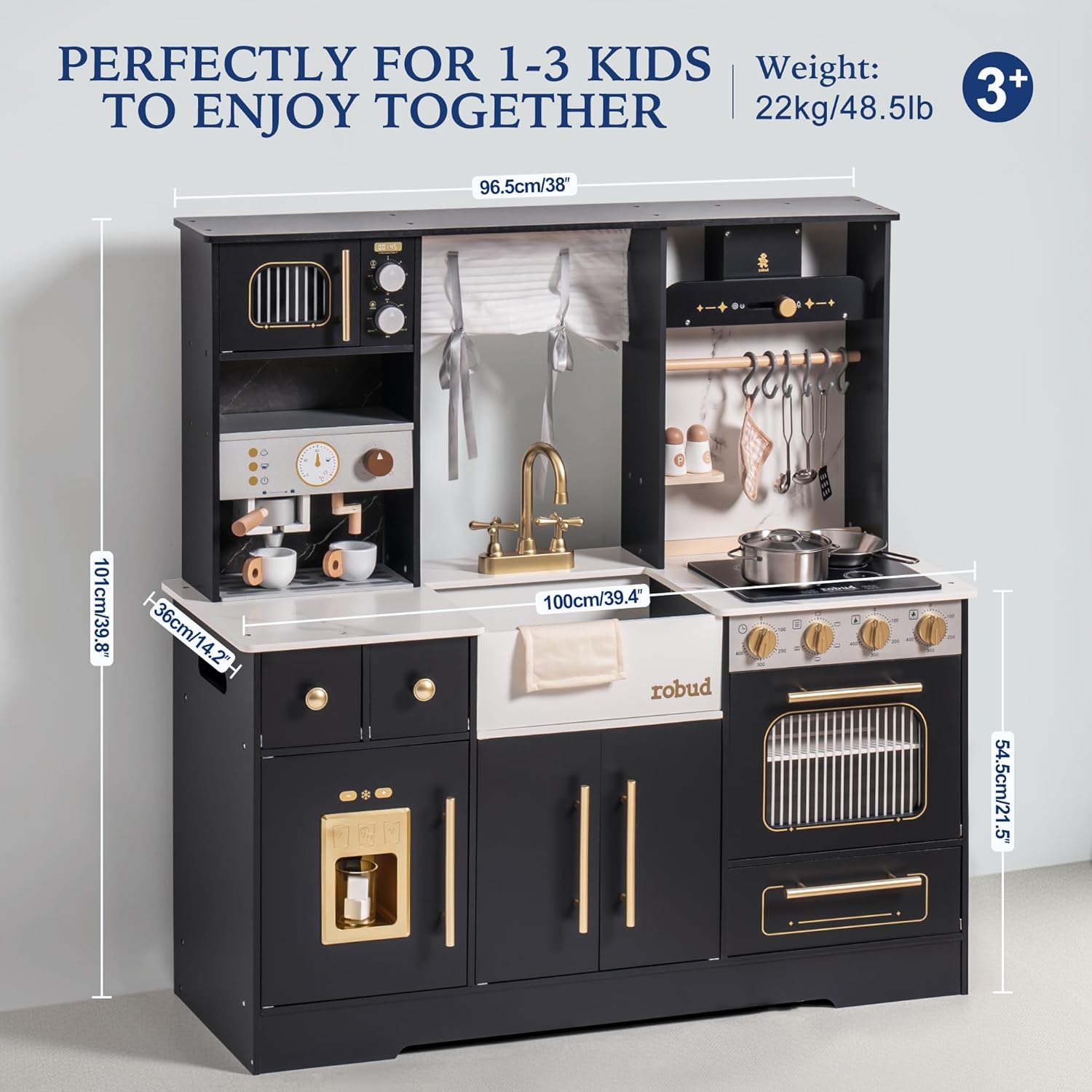 Modern Play Kitchen for Kids Black