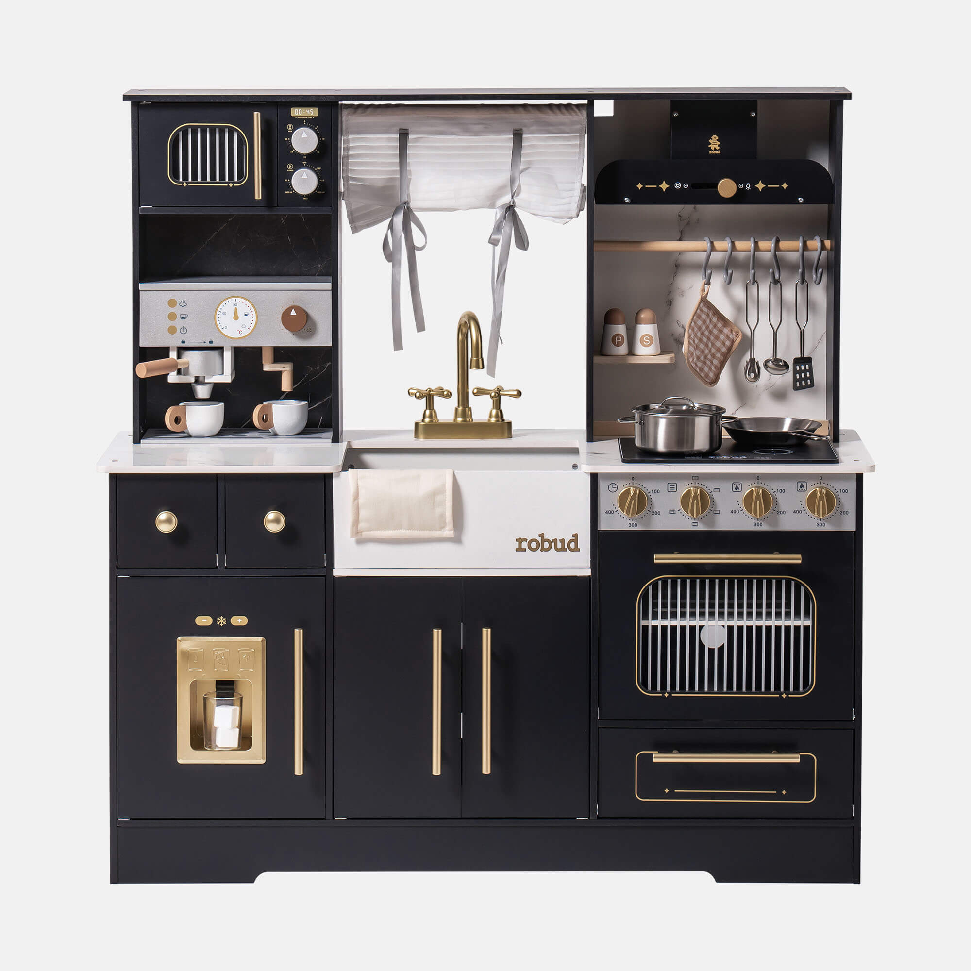 ROBUD Modern Play Kitchen for Kids - Black