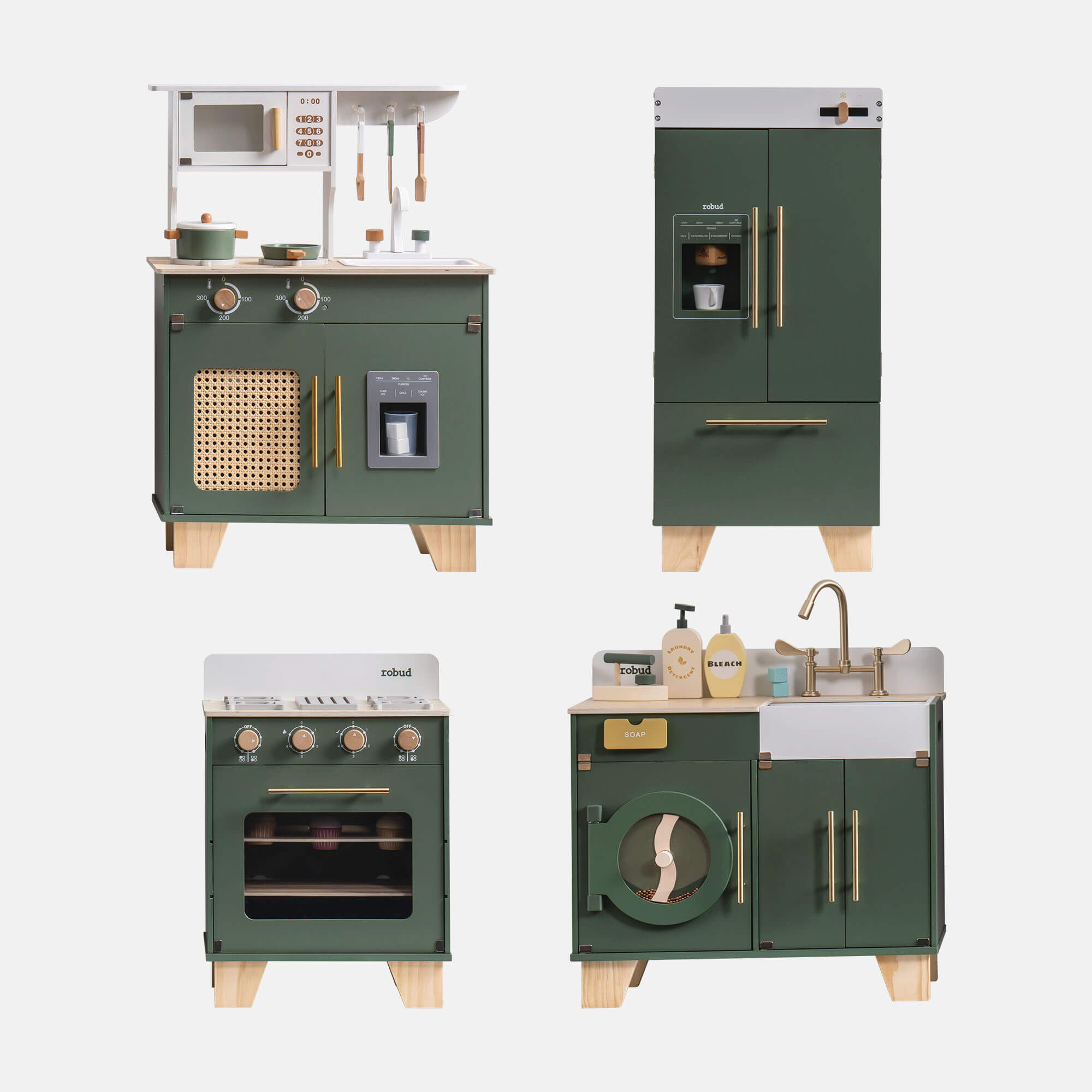 ROBUD Wooden Kids Kitchen Playset Series -  Vintage Green