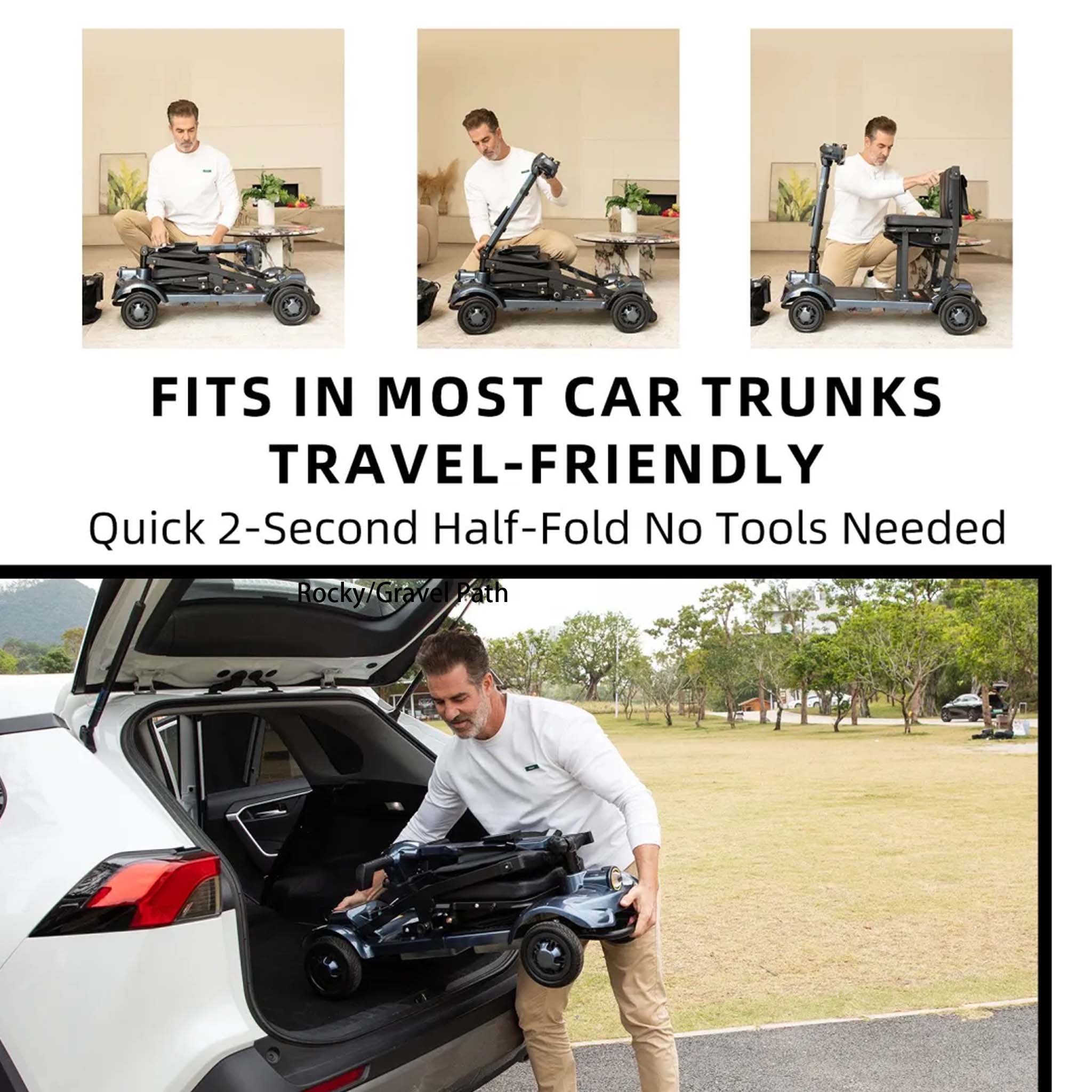 Foldscoot X-17 Folding Mobility Scooter for Seniors, 4-Wheel Lightweight Electric Scooter, 7.5 Mile Range, 265 LBS Capacity, Blue