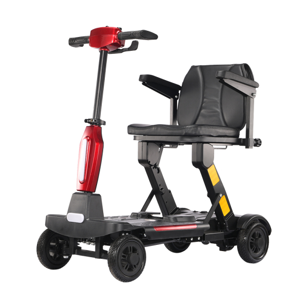 Foldscoot X-13 4-Wheel  Manual  Folding Mobility Scooter, 24V 270W Electric Powered Wheelchair for Seniors & Adults, Lightweight Portable Mobility Scooter with 7.46 Miles Range, 264.55 lbs Weight Capacity, Red