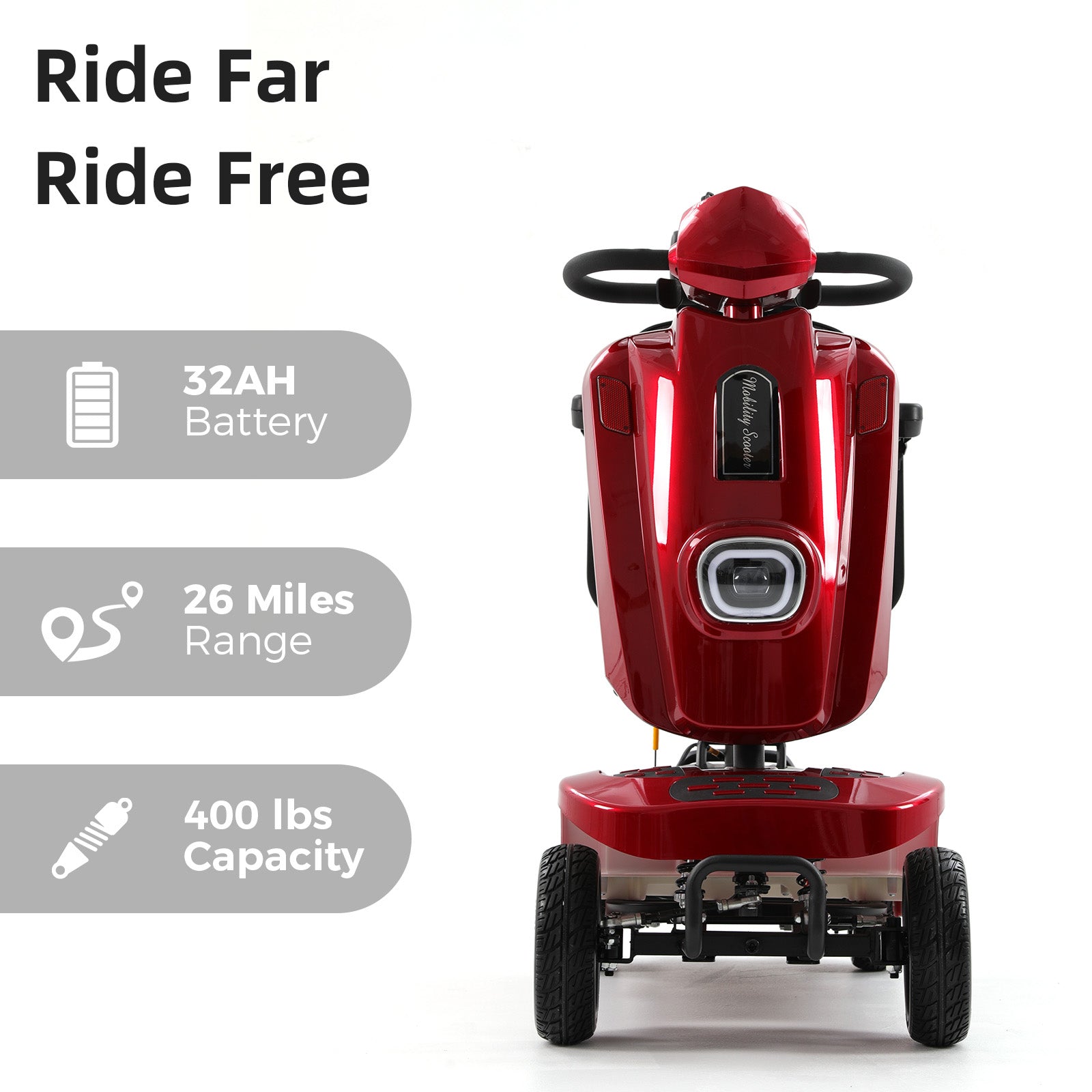 FOLDSCOOT  MS02 Plus Heavy-Duty Mobility Scooter for Seniors – 16/26-Mile Range | 400 lbs Capacity