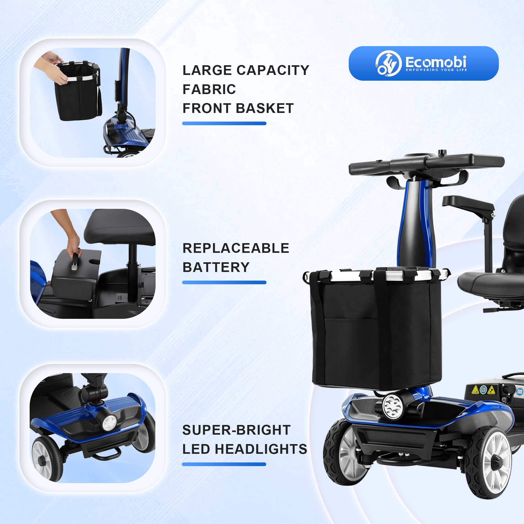 FOLDSCOOT MS01 PRO 4-Wheel Foldable Mobility Scooter for Seniors – 15-Mile Range, 330 lbs Capacity, Lightweight & Travel Friendly