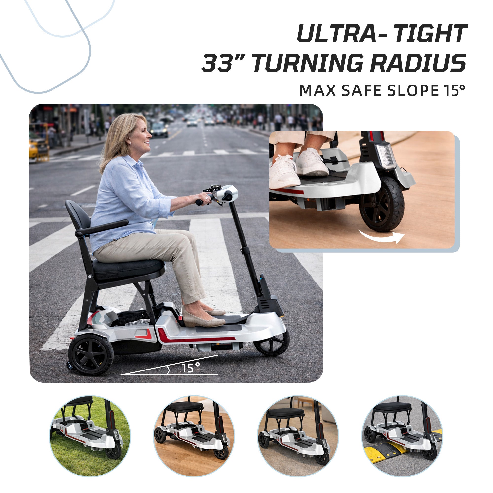 【Introducing the All-New】 M3 Lightweight Foldable Mobility Scooter for Seniors – 30 lbs, 33" Turning Radius, 20/32-Mile Range