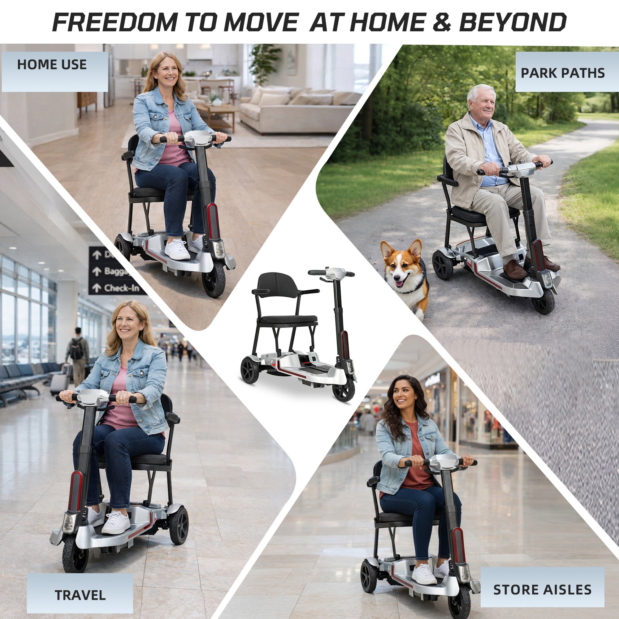 【Introducing the All-New】 M3 Lightweight Foldable Mobility Scooter for Seniors – 30 lbs, 33" Turning Radius, 20/32-Mile Range