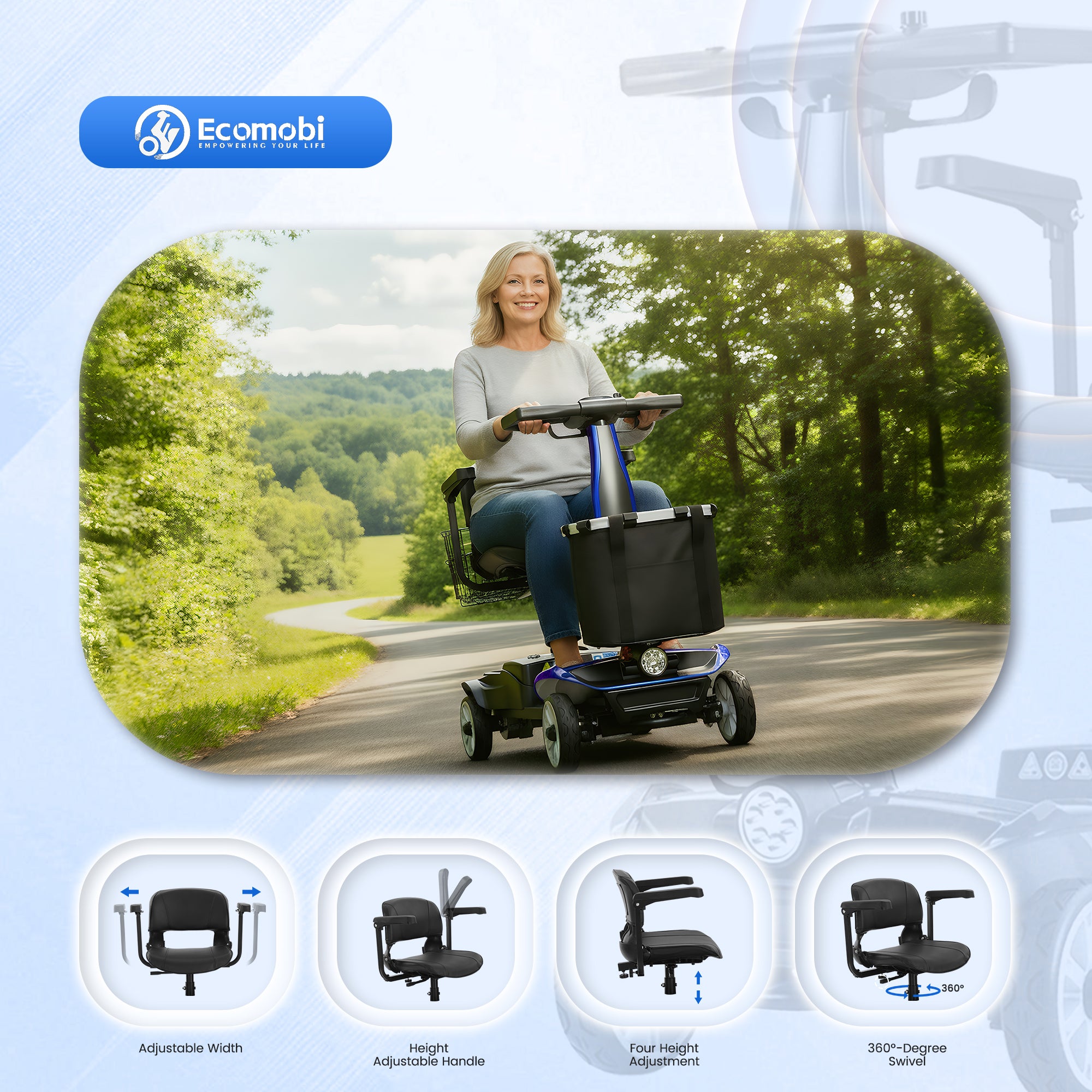 FOLDSCOOT MS01 PRO 4-Wheel Foldable Mobility Scooter for Seniors – 15-Mile Range, 330 lbs Capacity, Lightweight & Travel Friendly
