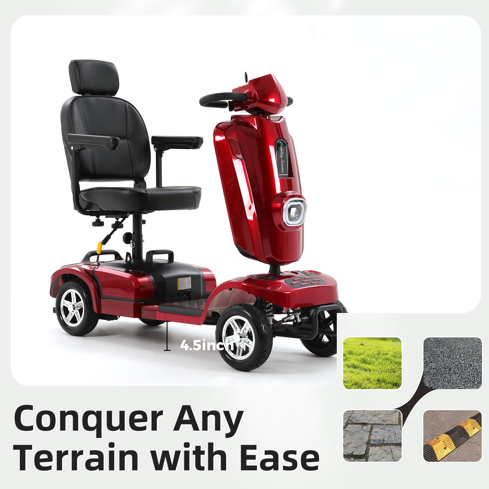 FOLDSCOOT  MS02 Plus Heavy-Duty Mobility Scooter for Seniors – 16/26-Mile Range | 400 lbs Capacity