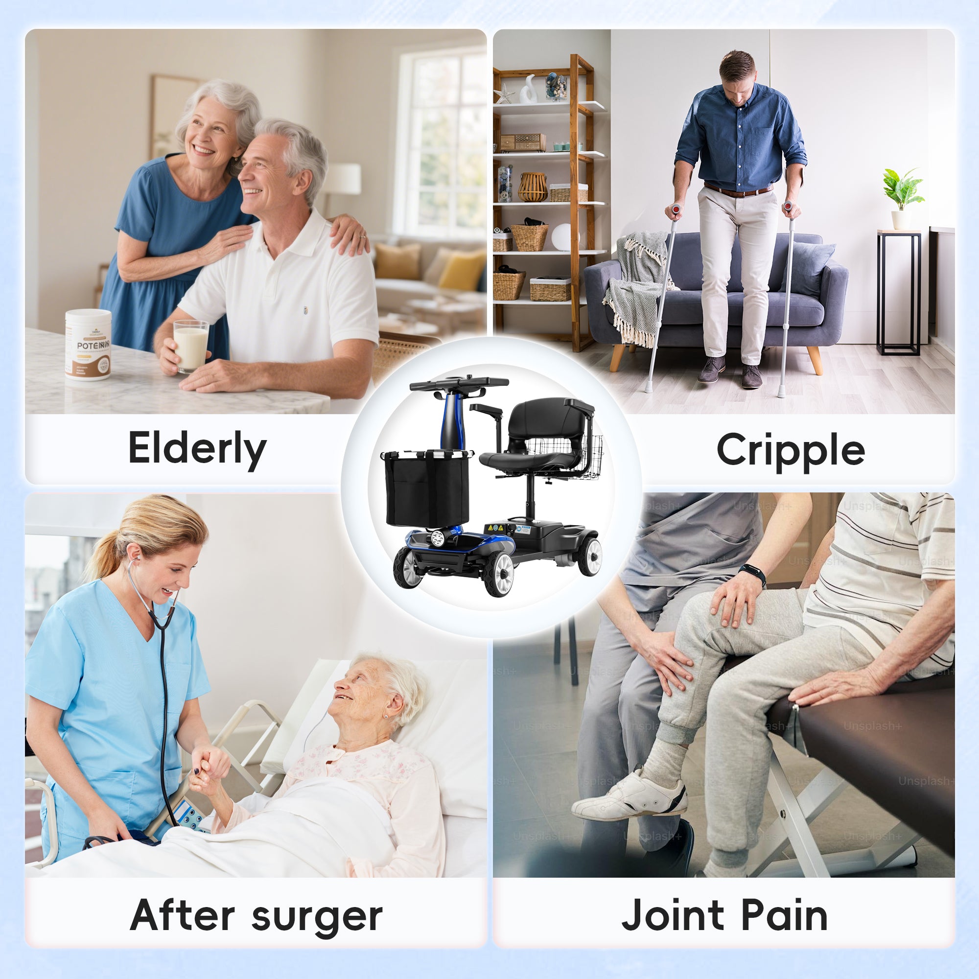 FOLDSCOOT MS01 PRO 4-Wheel Foldable Mobility Scooter for Seniors – 15-Mile Range, 330 lbs Capacity, Lightweight & Travel Friendly